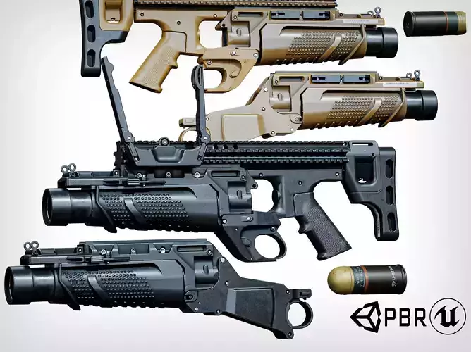 grenade launcher FN 40GL modular pack Low-poly 3D model