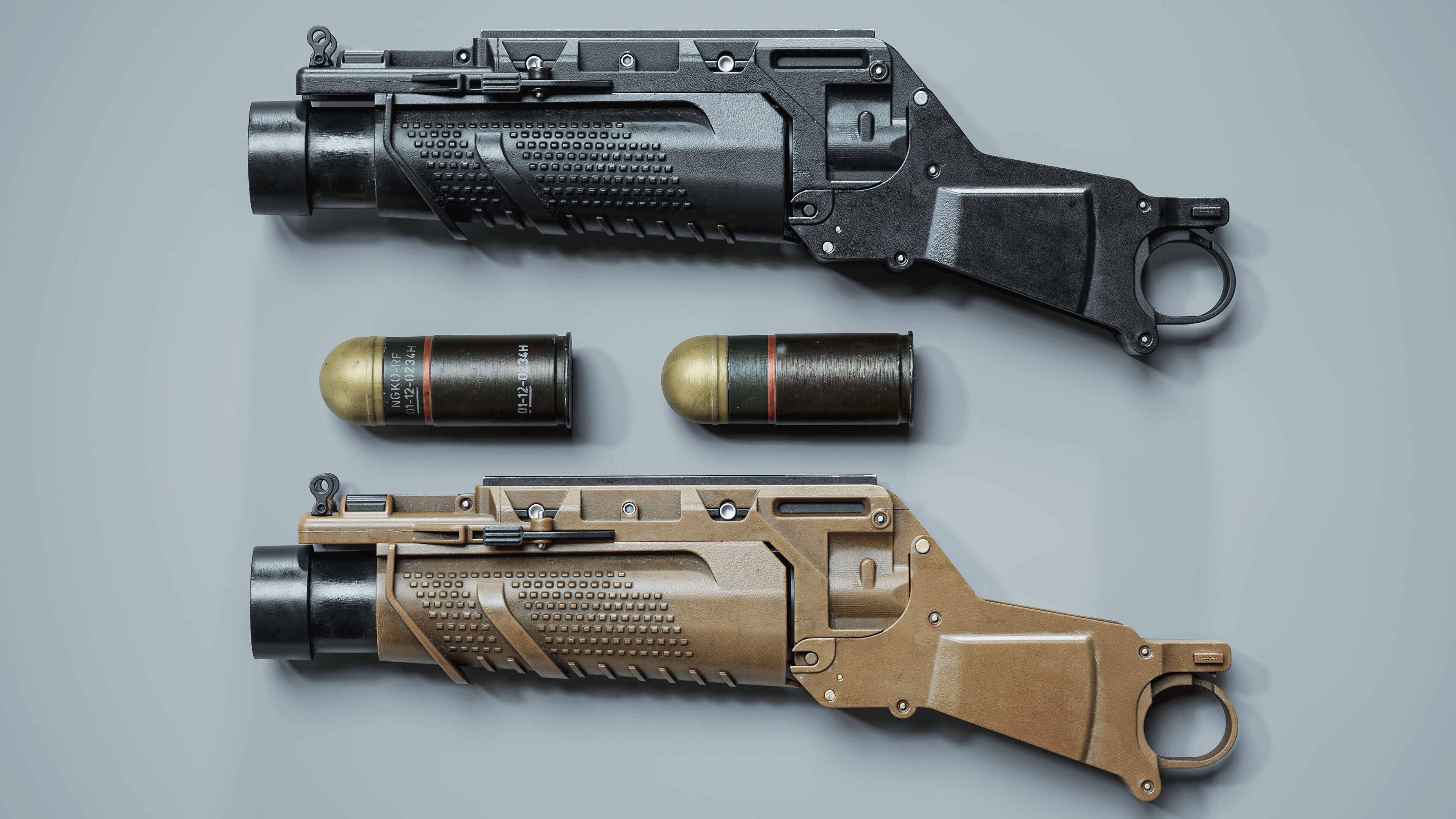 grenade launcher FN 40GL modular pack Low-poly 3D model_3