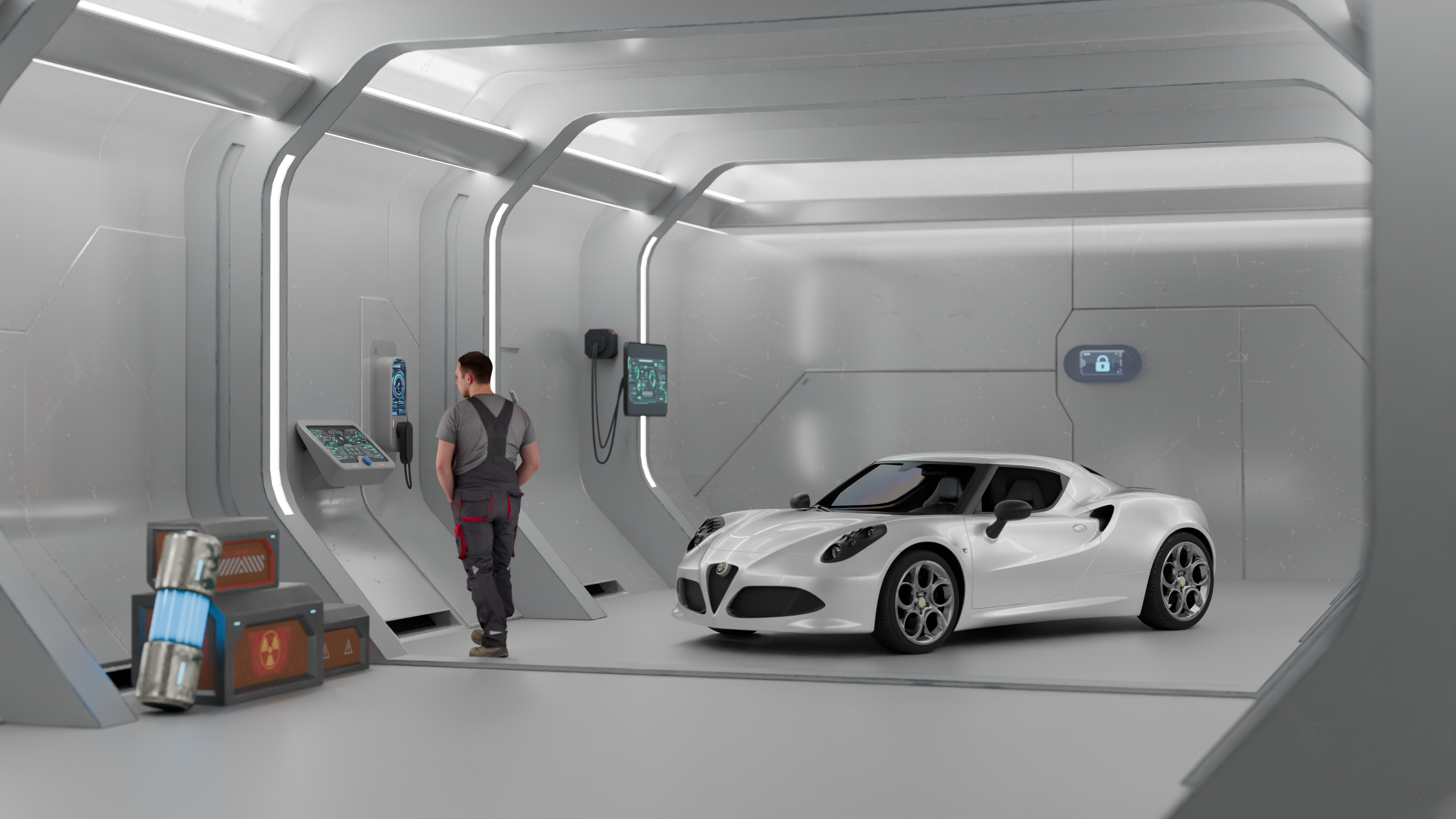 Low Poly Sci-Fi Garage Low-poly 3D model_1