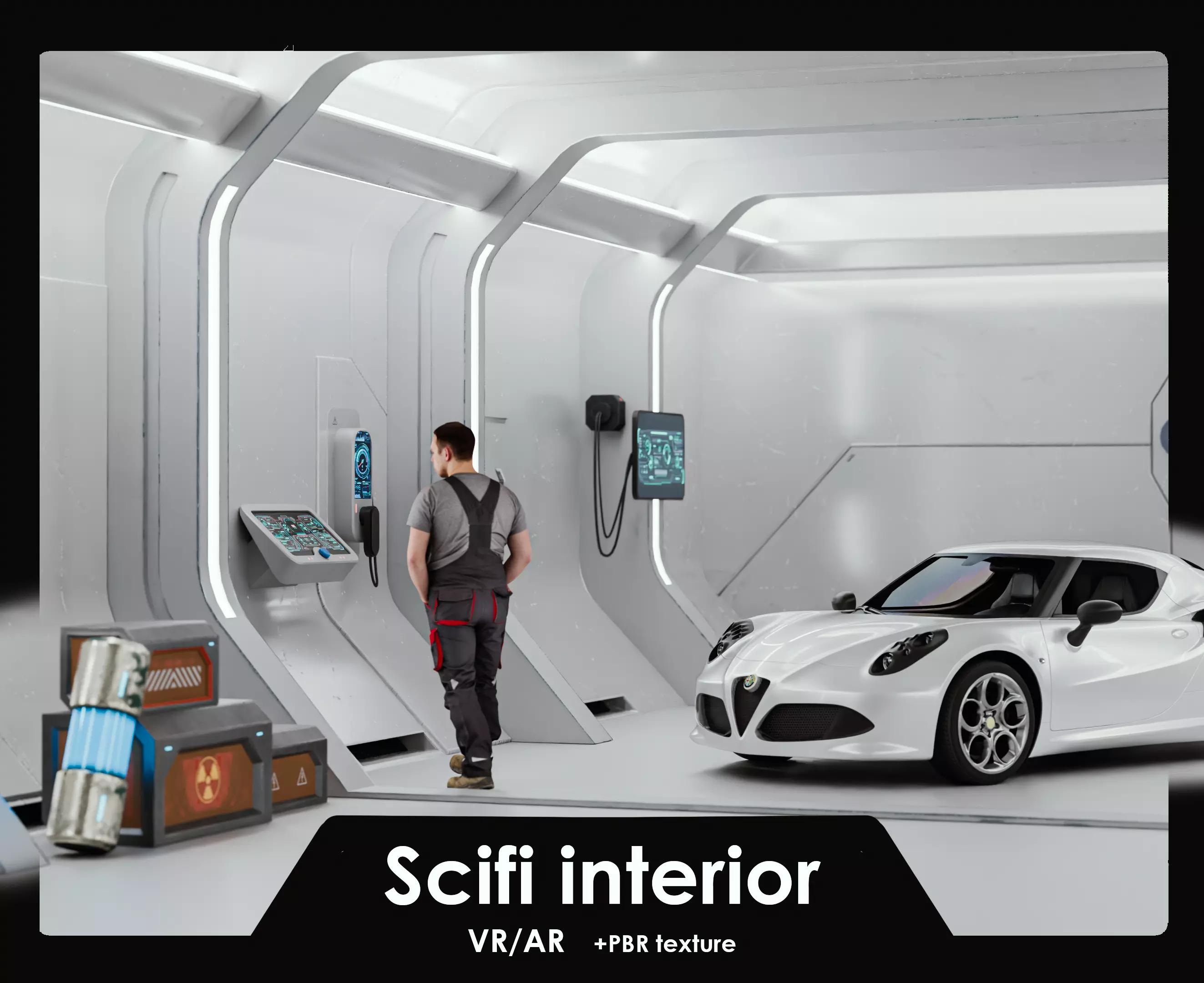 Low Poly Sci-Fi Garage Low-poly 3D model_0