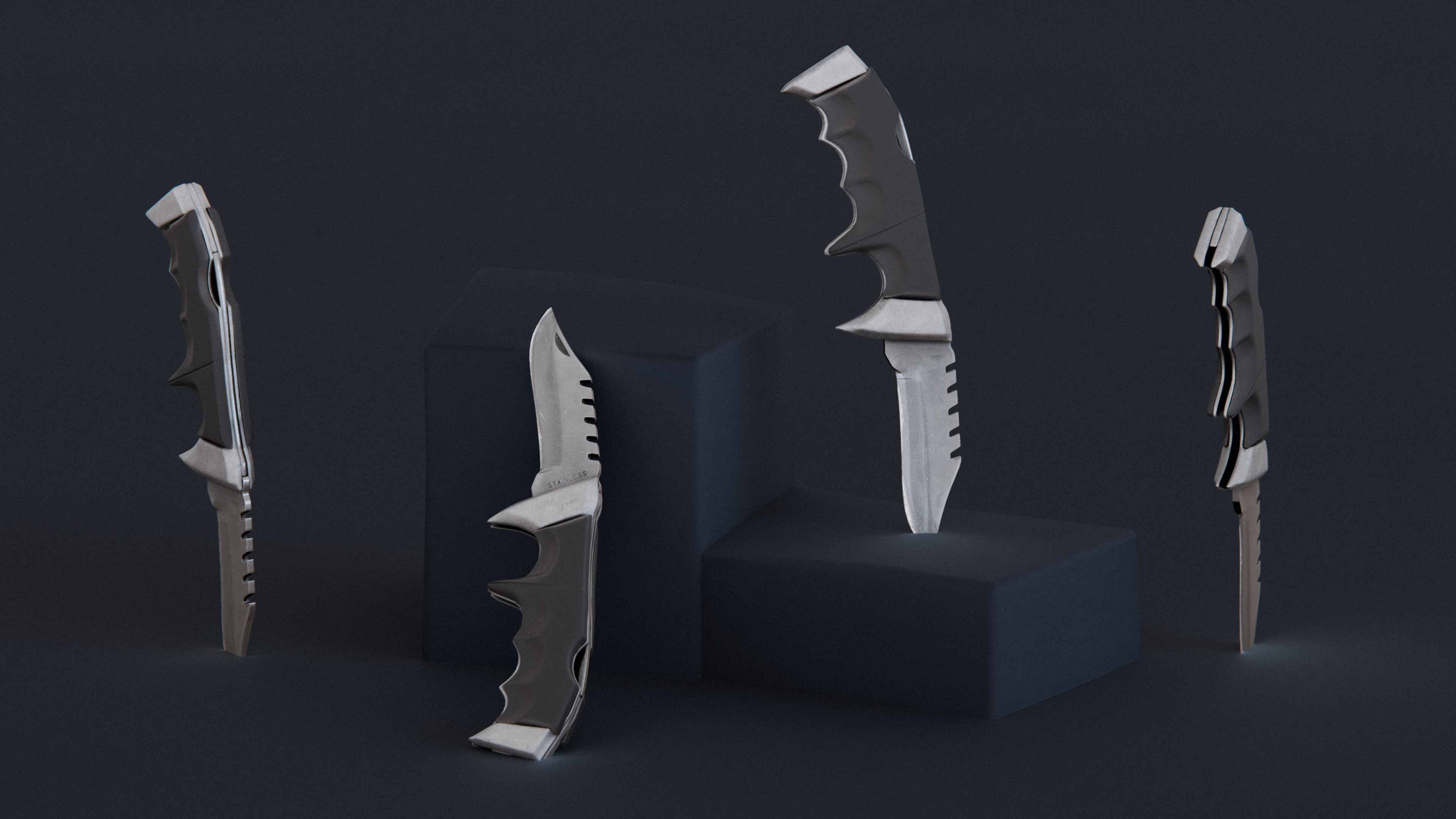 Knife Switchblade Tactical  3D model_2