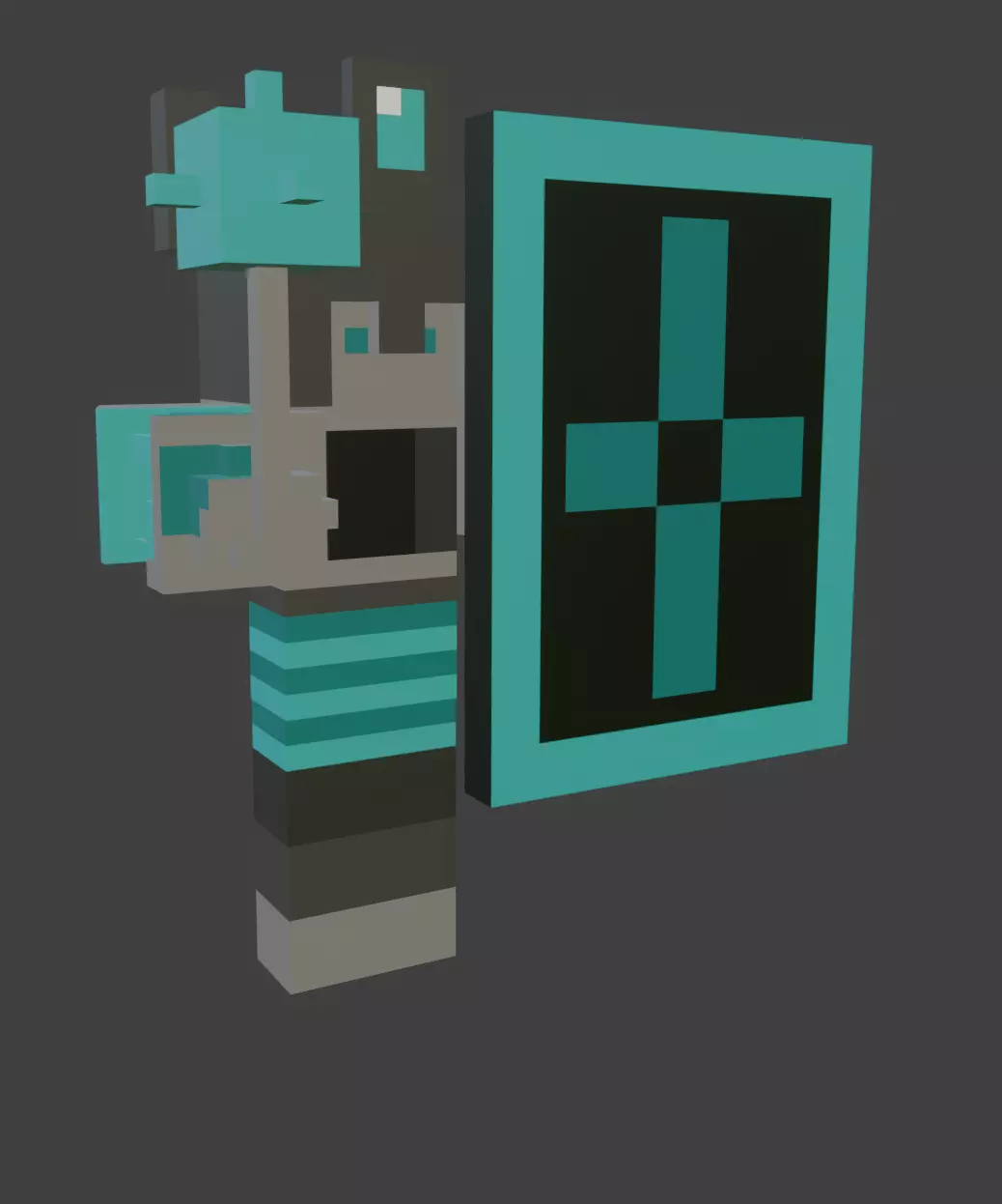 Blue Pixel Knight 3D model_0