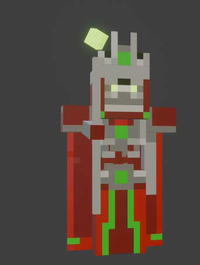 Red pixel sorcerer 3D model_0