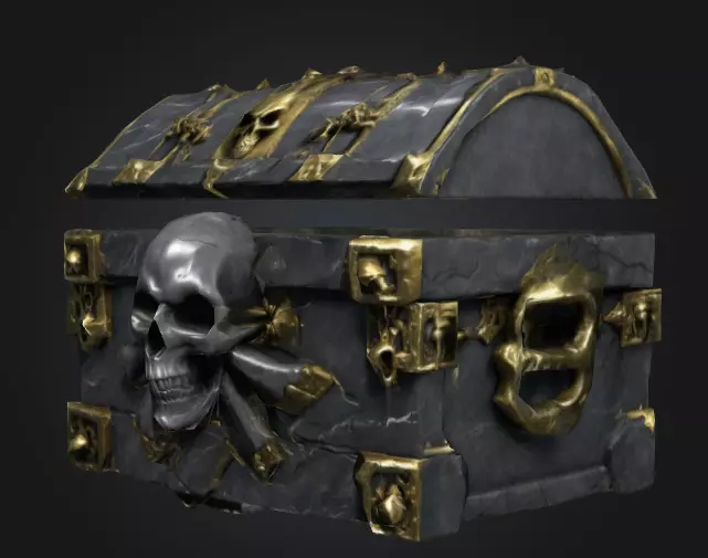 Bone king chest 2 Low-poly 3D model_0