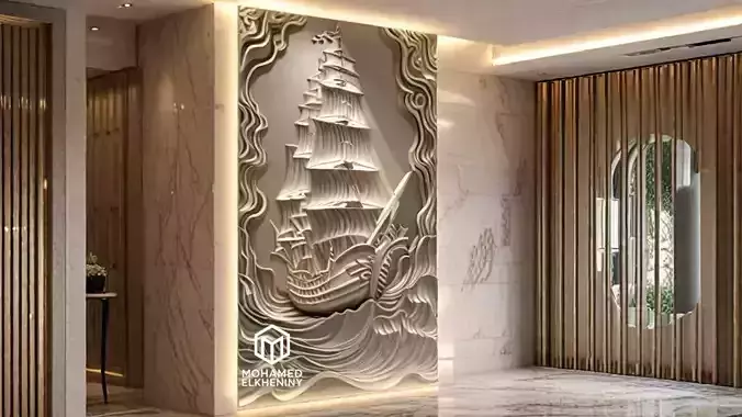 modern panel wall decor set wall relief mural CNC 145