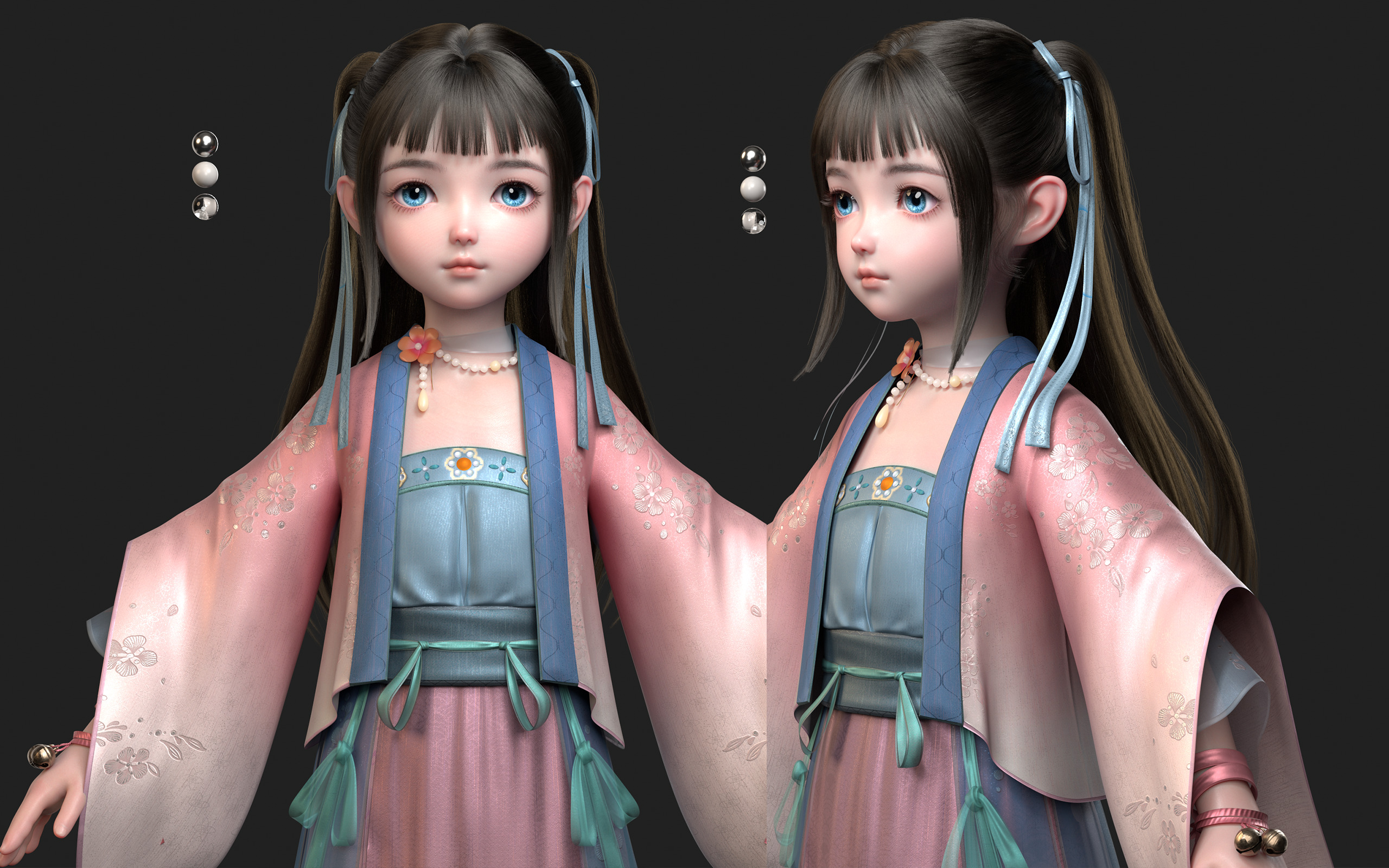 Chinese little Girl AsianGirl O022B 3D model 3D model 3D model_1