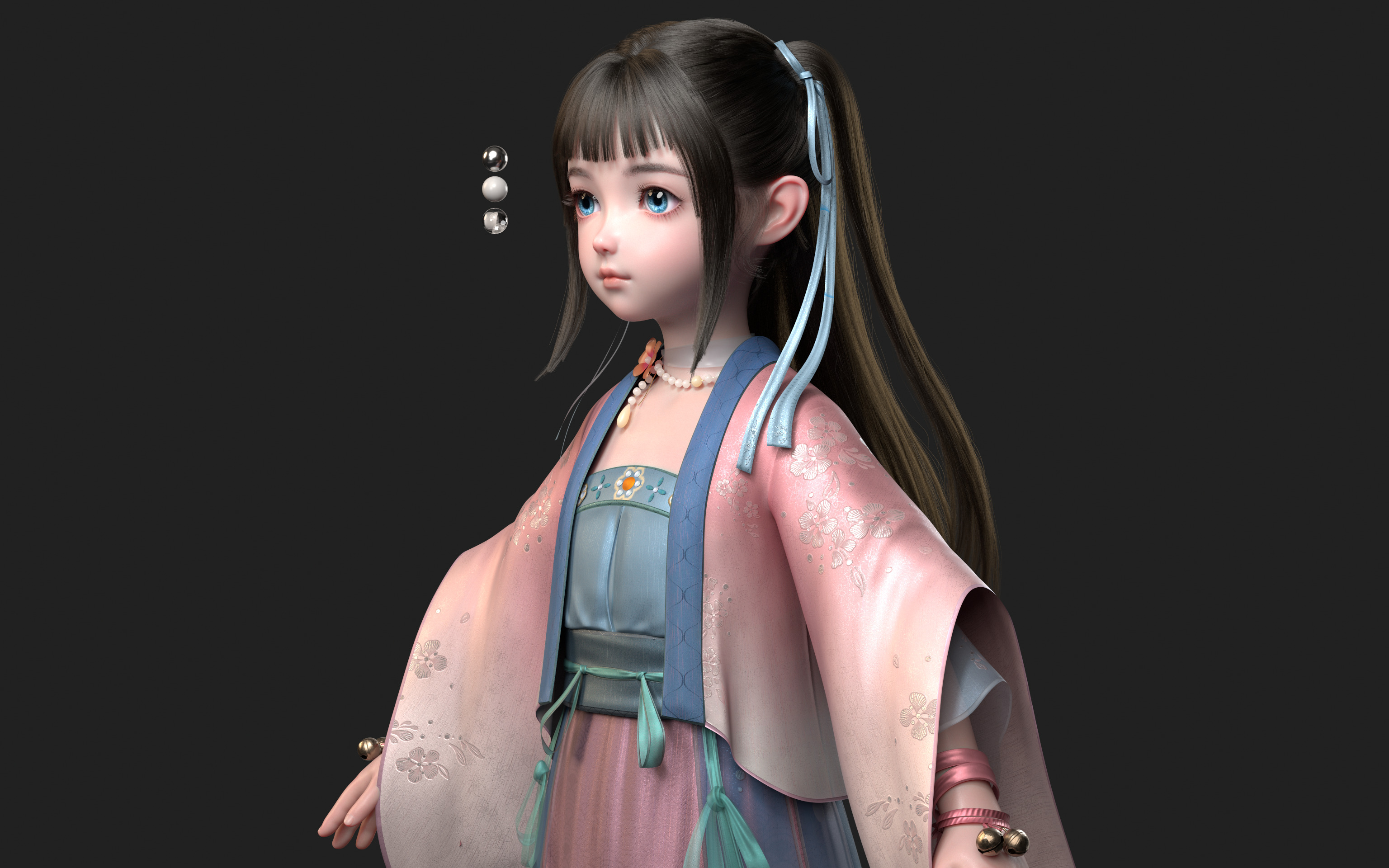 Chinese little Girl AsianGirl O022B 3D model 3D model 3D model_9