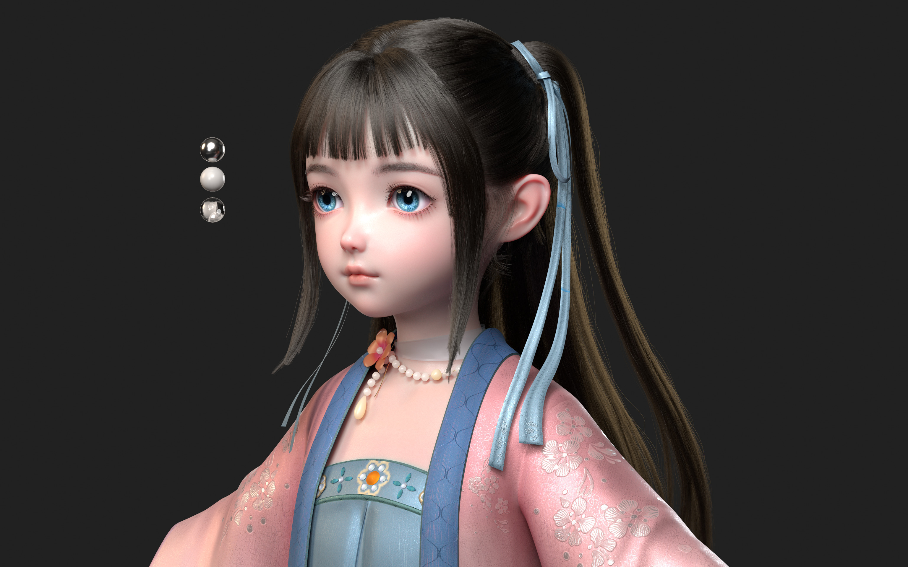 Chinese little Girl AsianGirl O022B 3D model 3D model 3D model_2