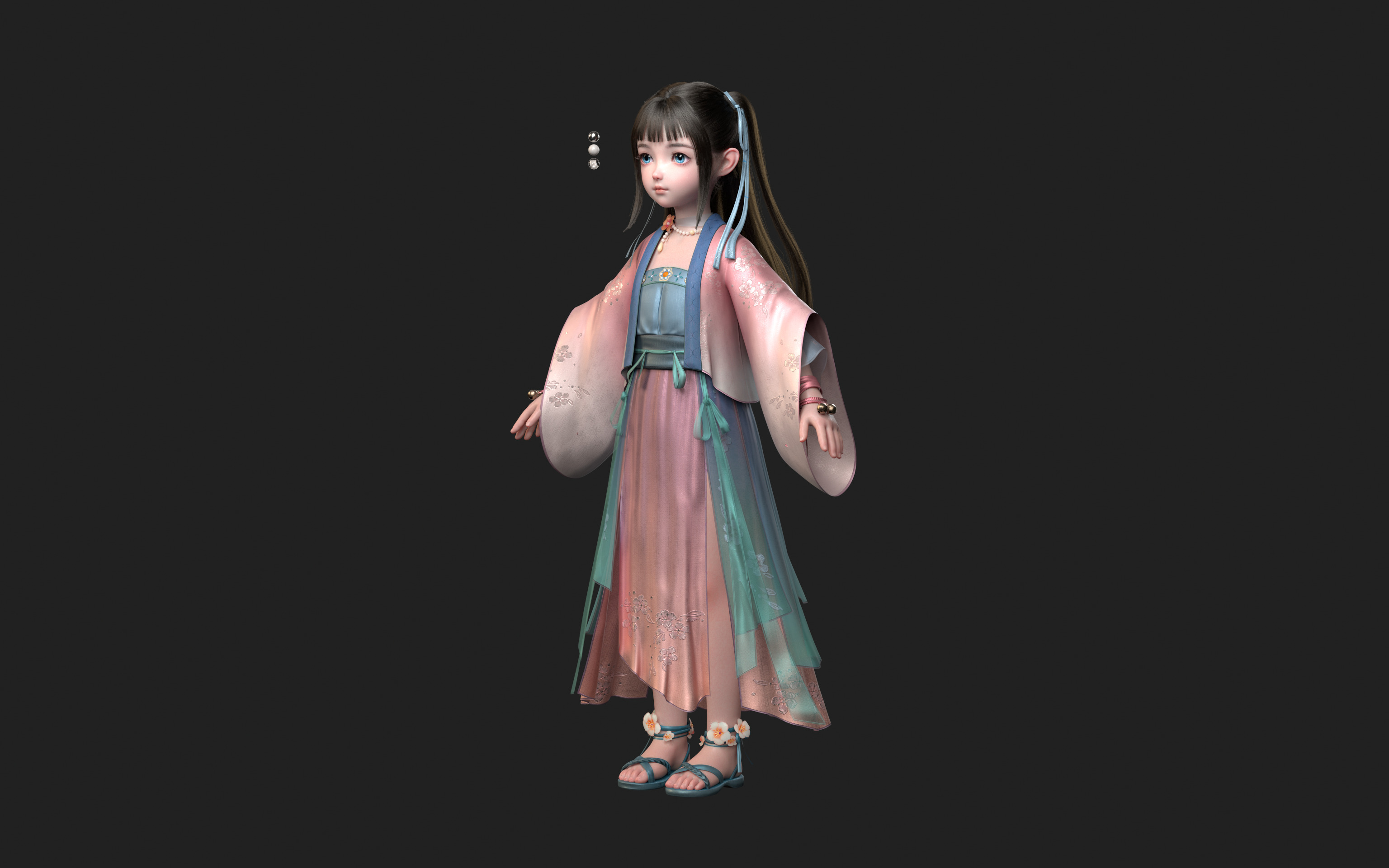 Chinese little Girl AsianGirl O022B 3D model 3D model 3D model_8