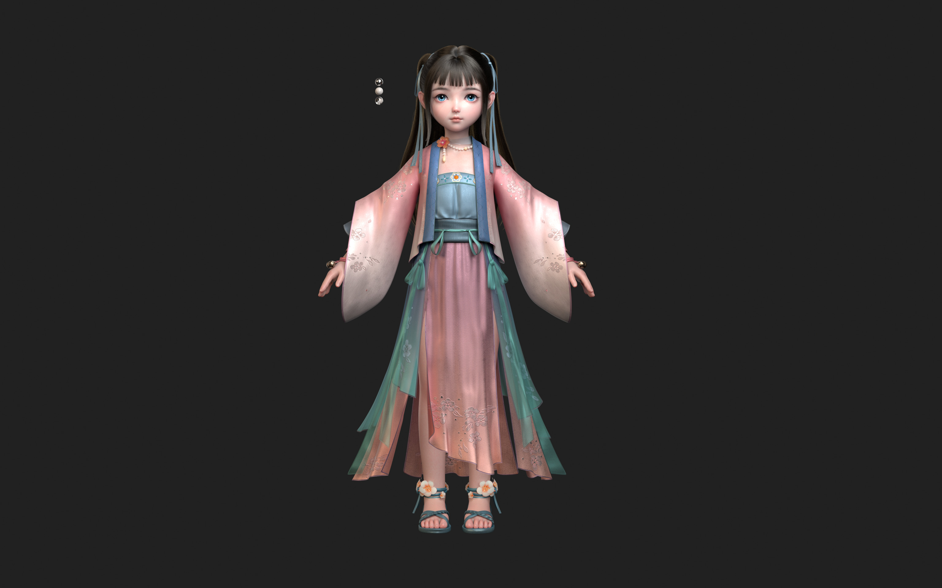 Chinese little Girl AsianGirl O022B 3D model 3D model 3D model_13