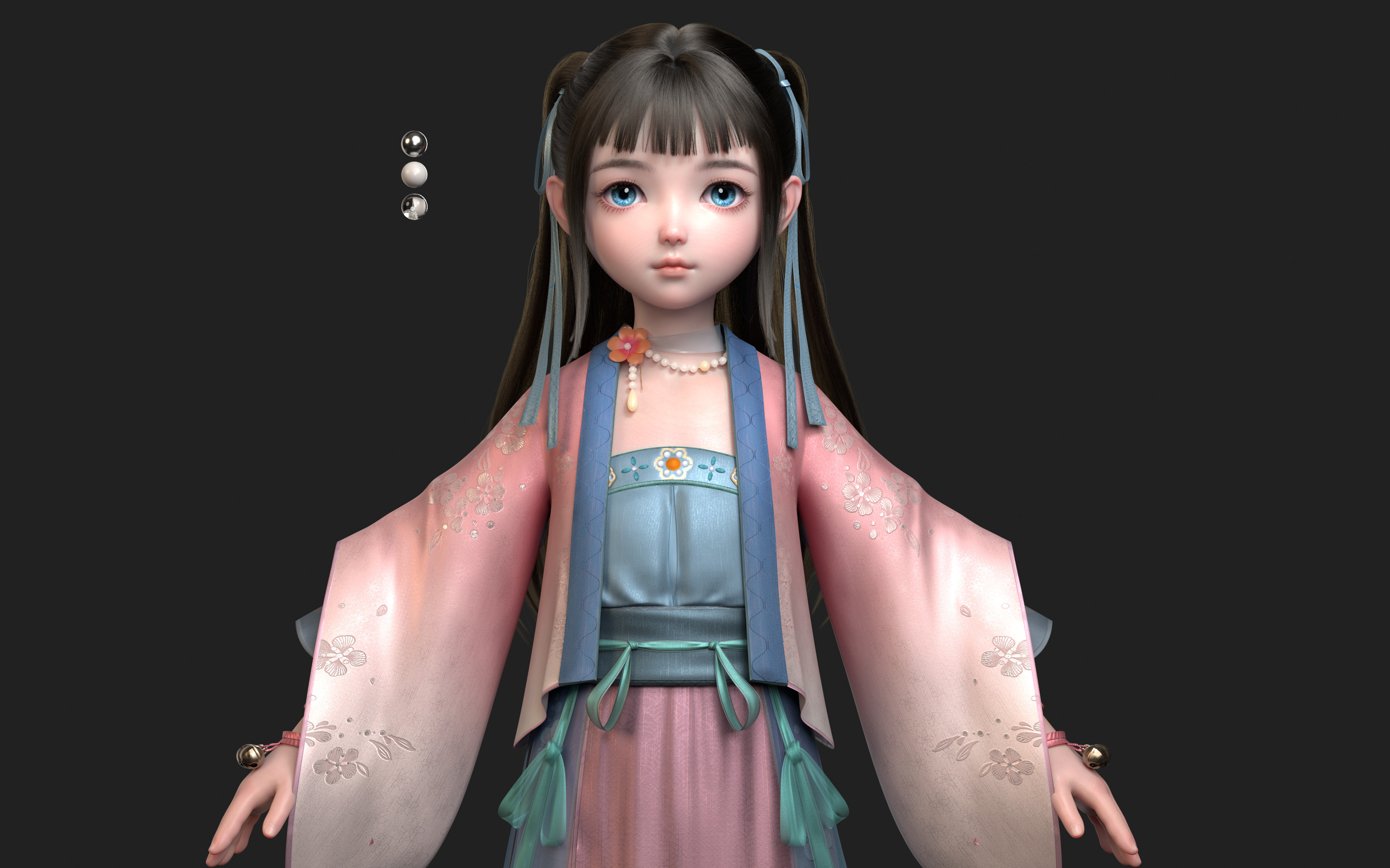Chinese little Girl AsianGirl O022B 3D model 3D model 3D model_3