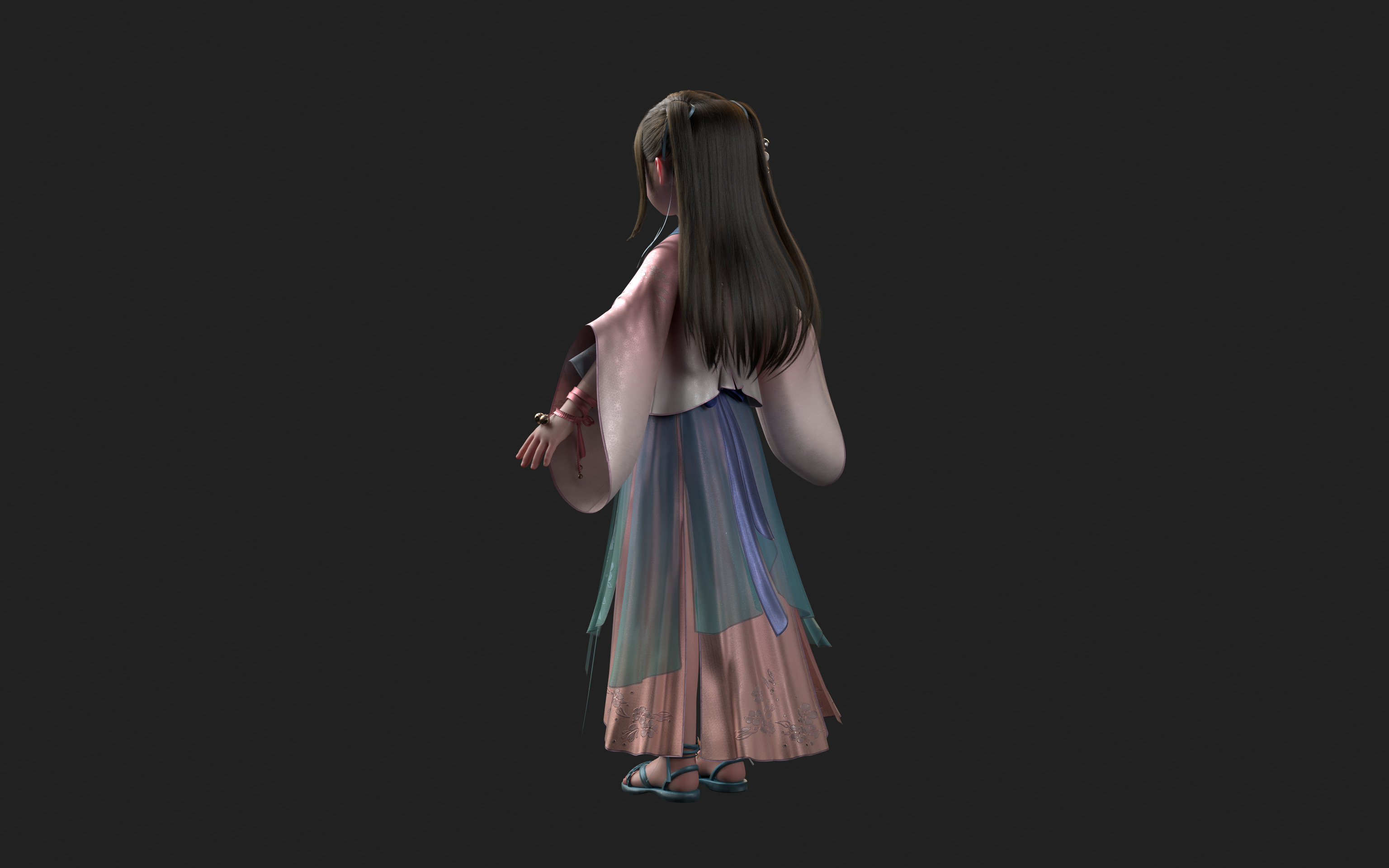 Chinese little Girl AsianGirl O022B 3D model 3D model 3D model_6