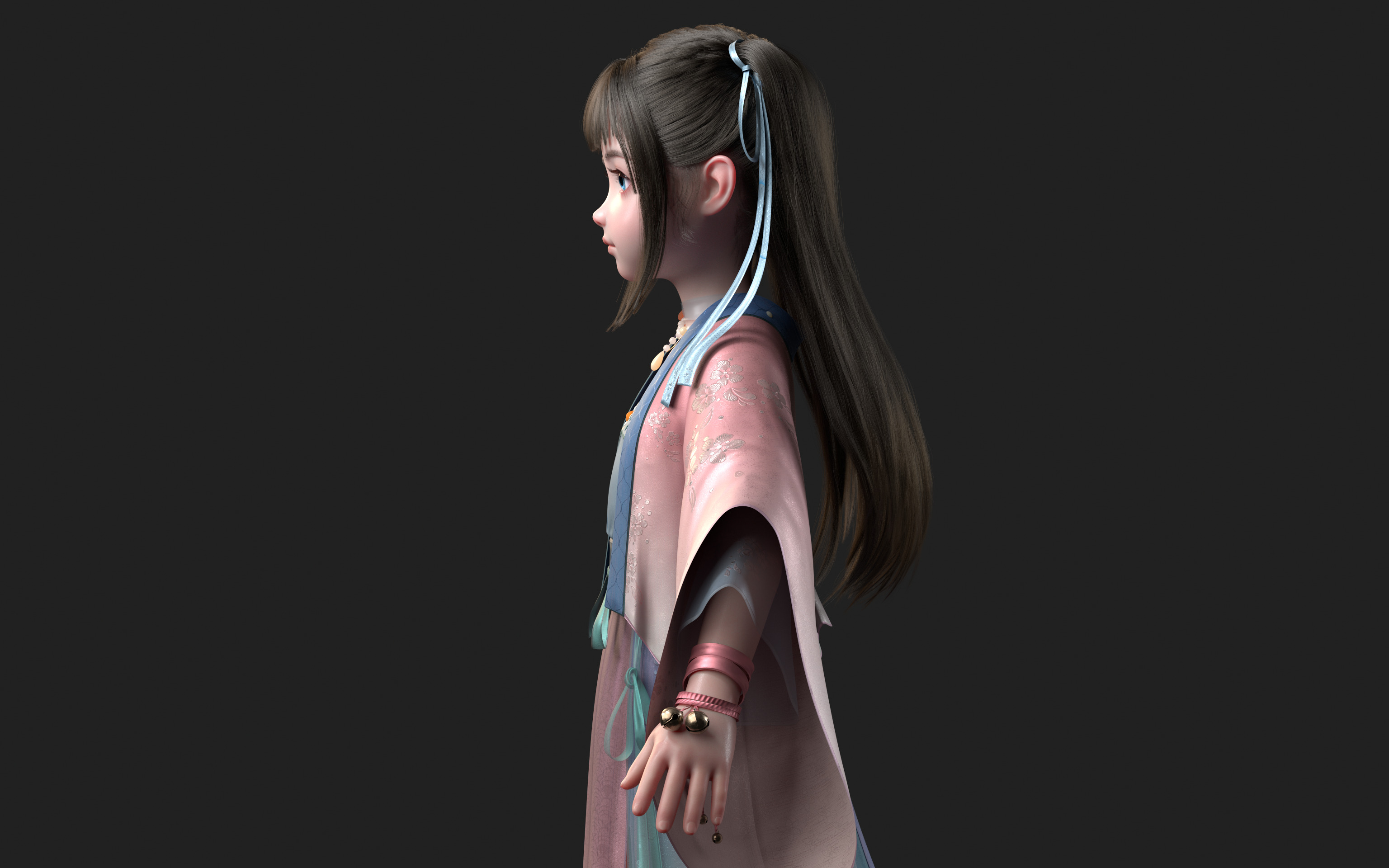 Chinese little Girl AsianGirl O022B 3D model 3D model 3D model_10