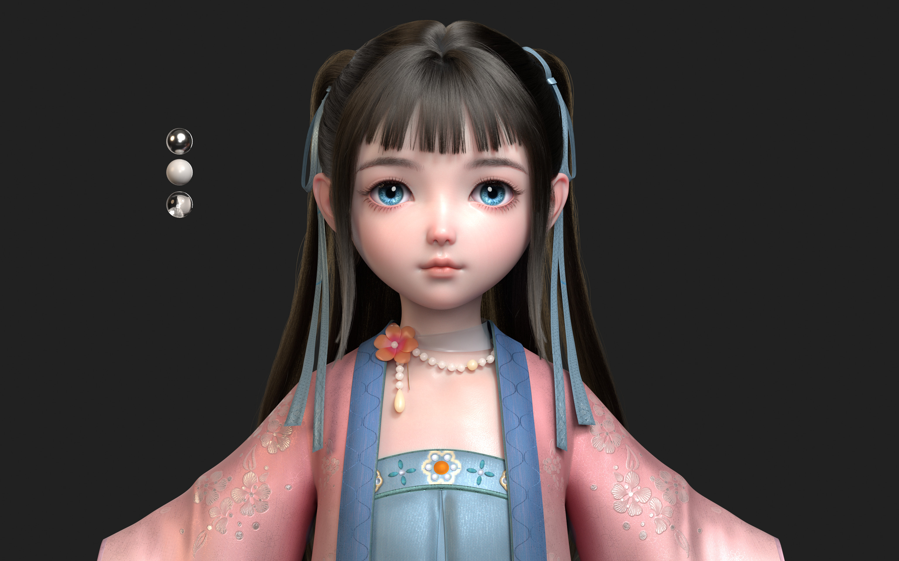 Chinese little Girl AsianGirl O022B 3D model 3D model 3D model_4