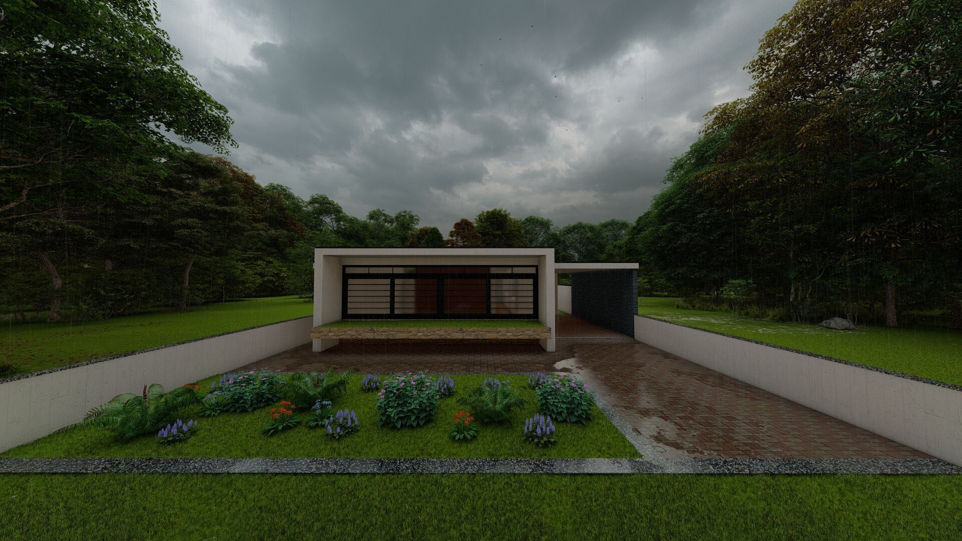Casa Scene-villa-modern house 3D model_6