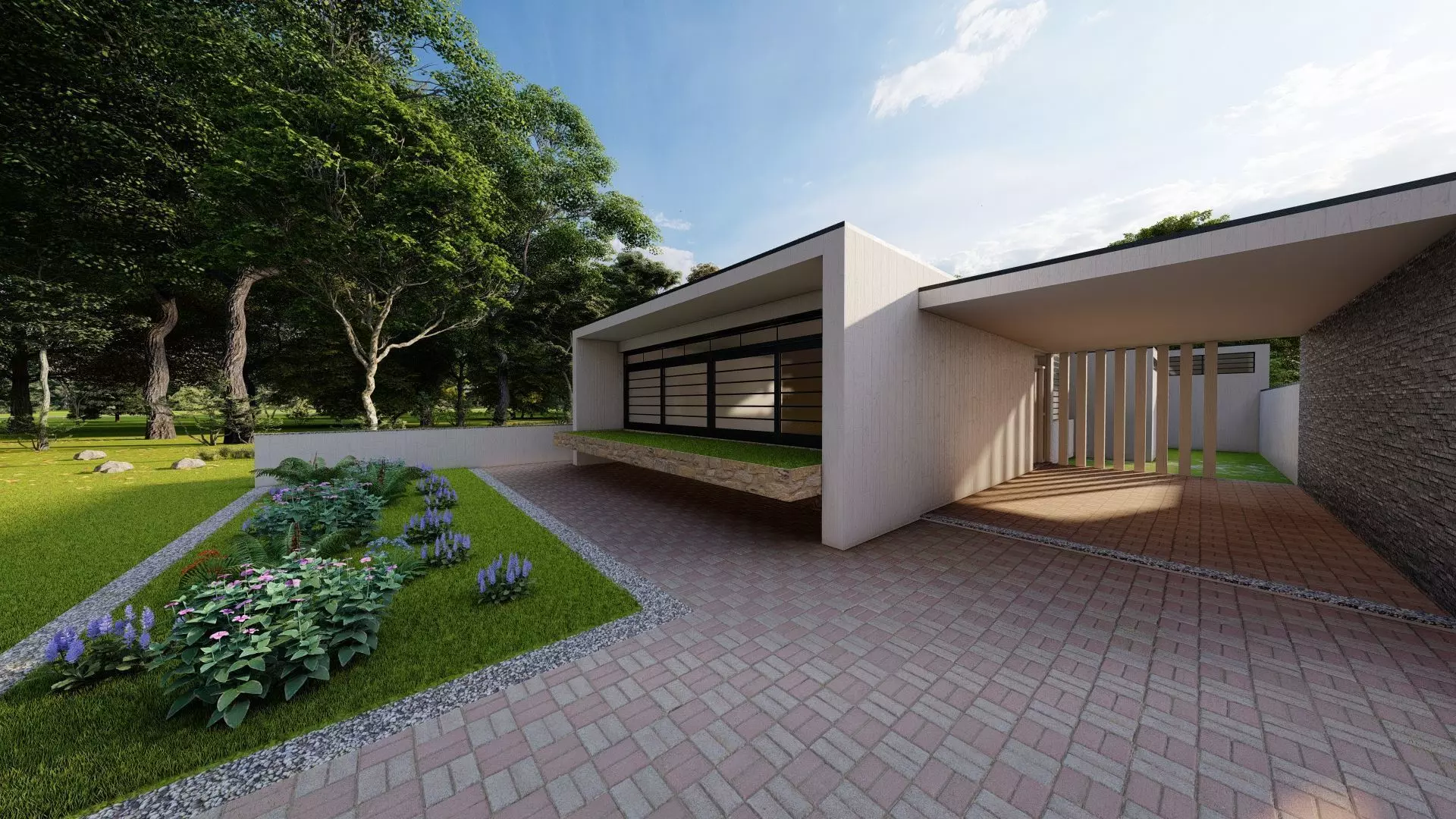 Casa Scene-villa-modern house 3D model_0