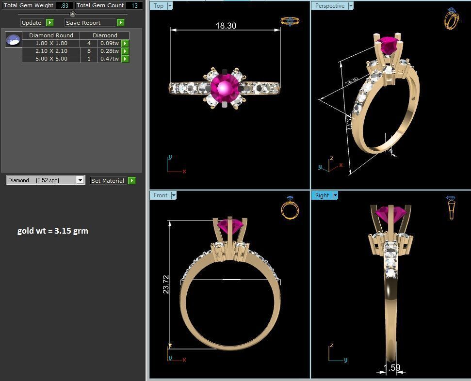 Women Ring  Render 3dm STL OBJ FBX Details 3D print model_8