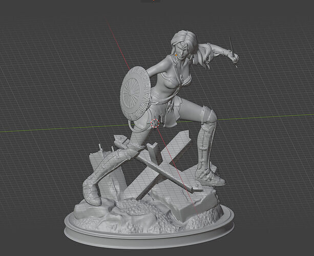 wonder woman STL 3D print Model with base 3D print model