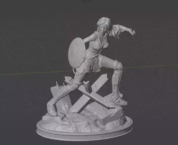 wonder woman STL 3D print Model with base