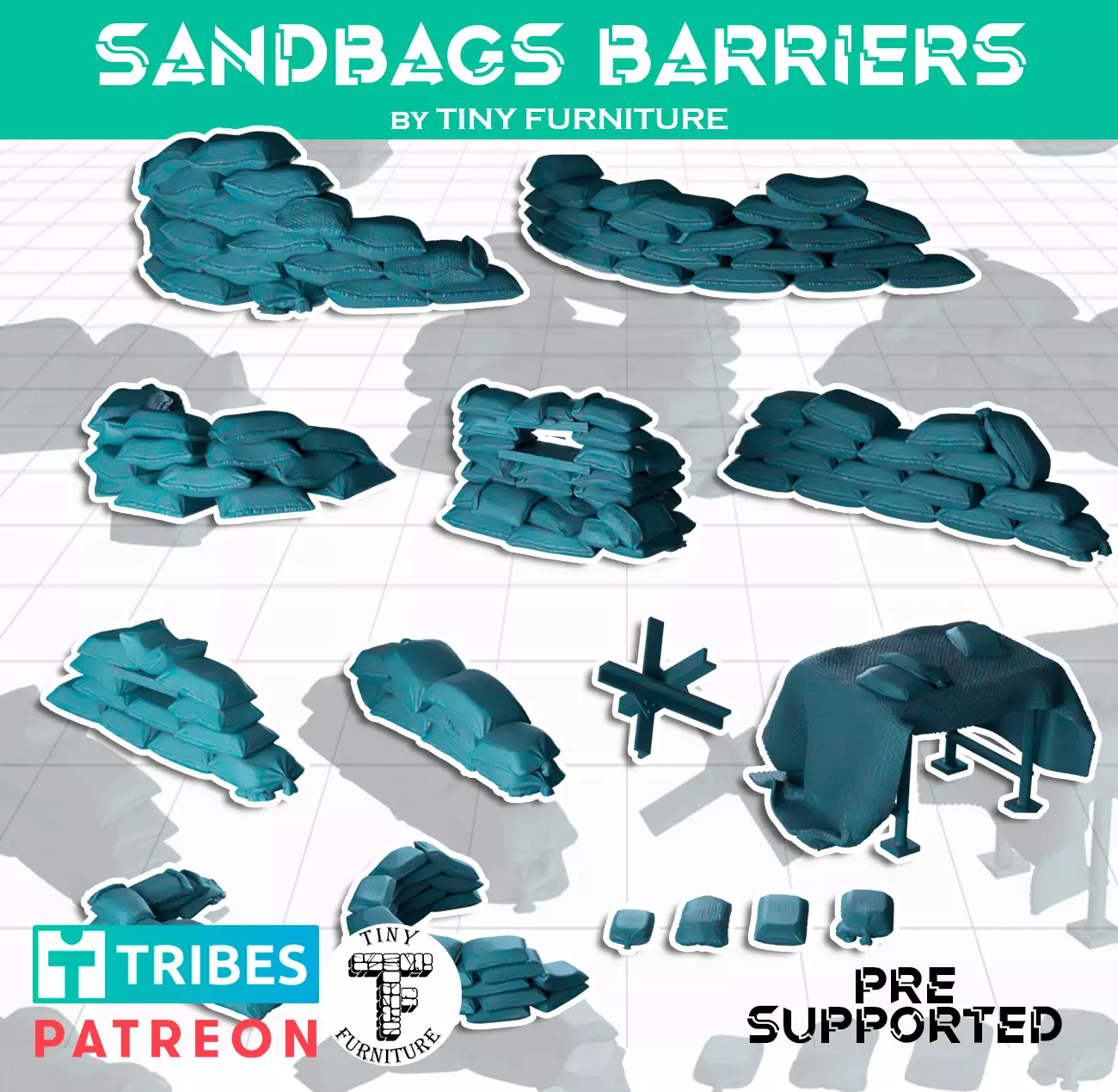 Sandbag Barriers 3D print model_0
