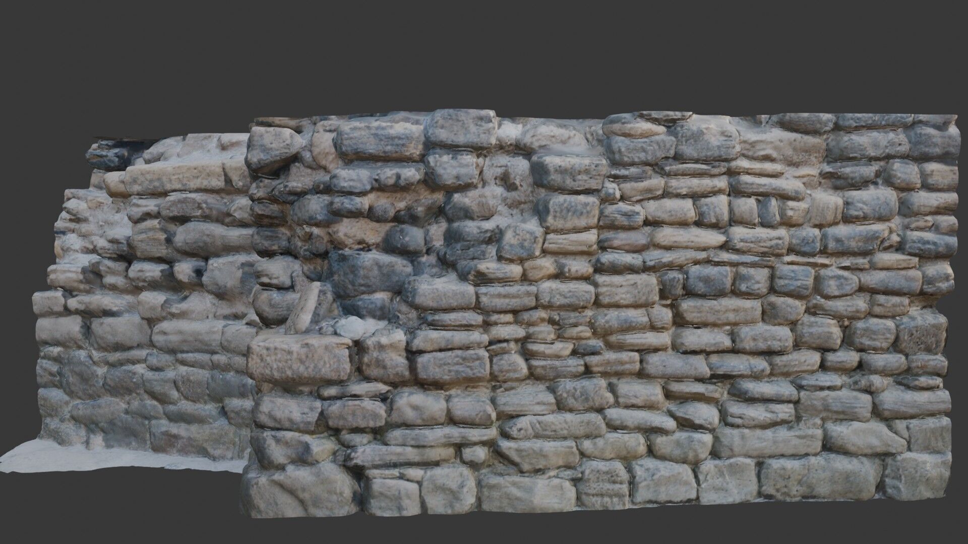 Ancient Stone Wall Ruins Photorealistic Low-poly 3D model_1