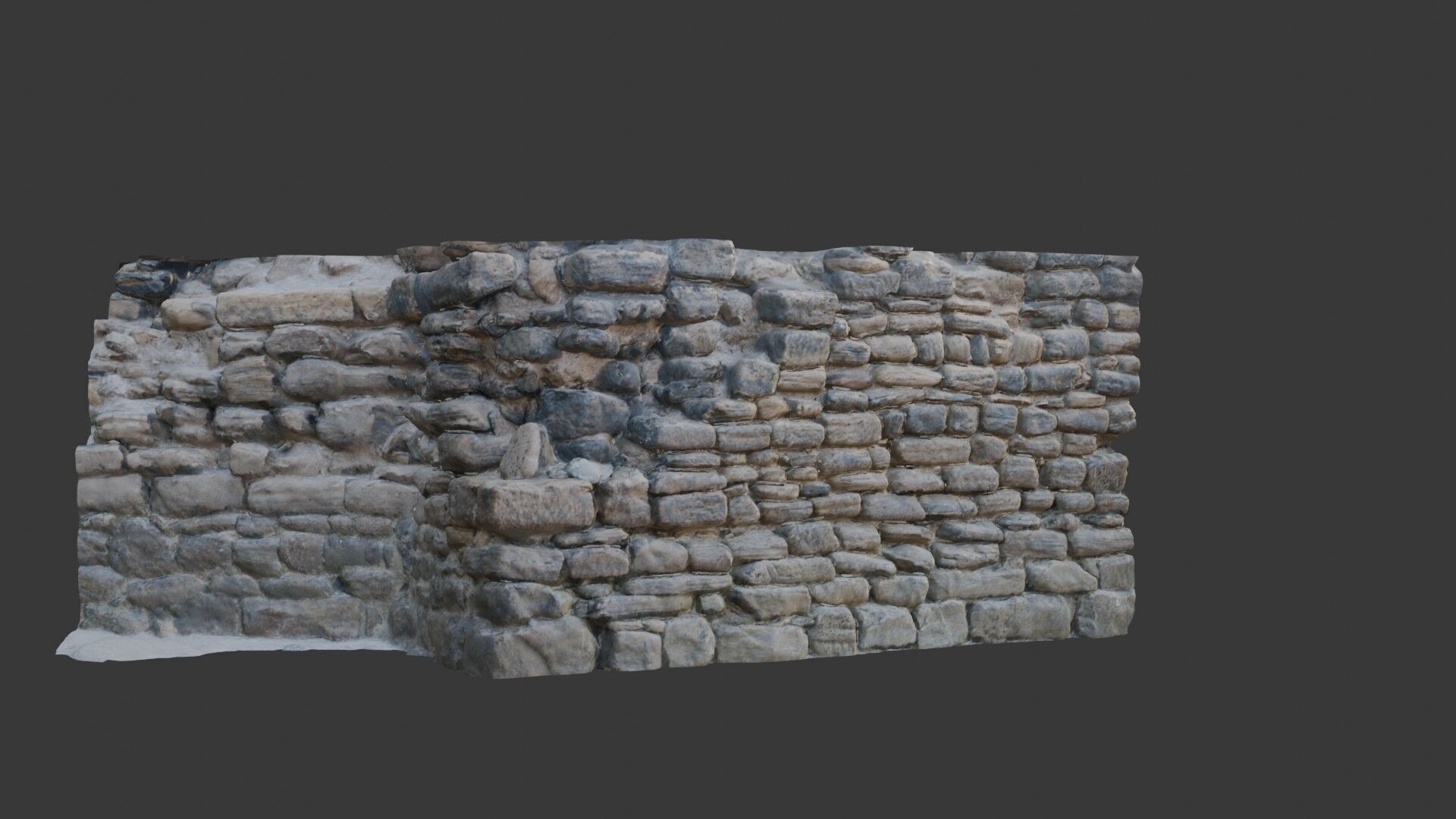 Ancient Stone Wall Ruins Photorealistic Low-poly 3D model_4