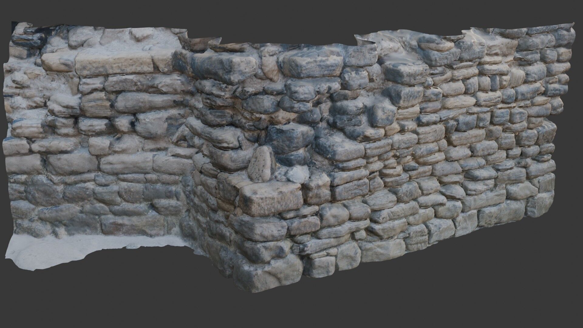 Ancient Stone Wall Ruins Photorealistic Low-poly 3D model_7