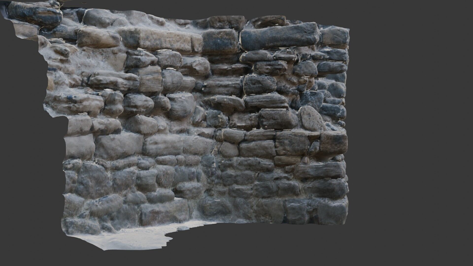 Ancient Stone Wall Ruins Photorealistic Low-poly 3D model_6