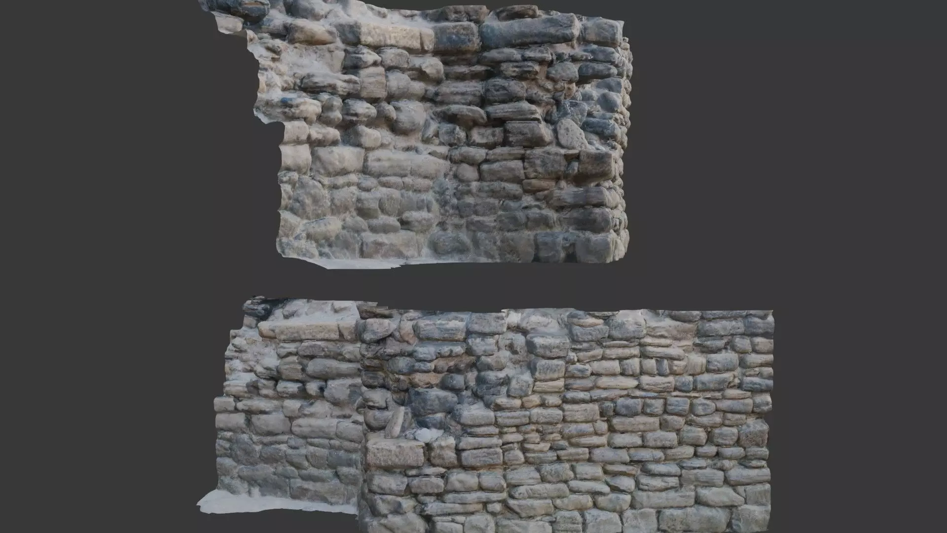 Ancient Stone Wall Ruins Photorealistic Low-poly 3D model_0