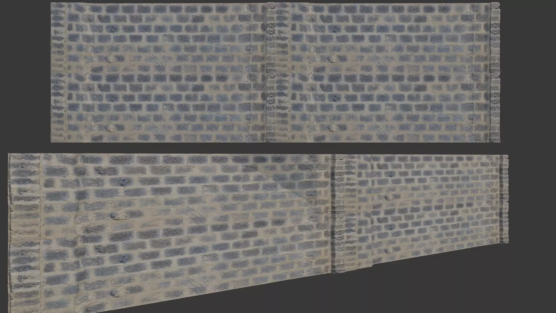 Old Brick Wall scan Low-poly 3D model_0