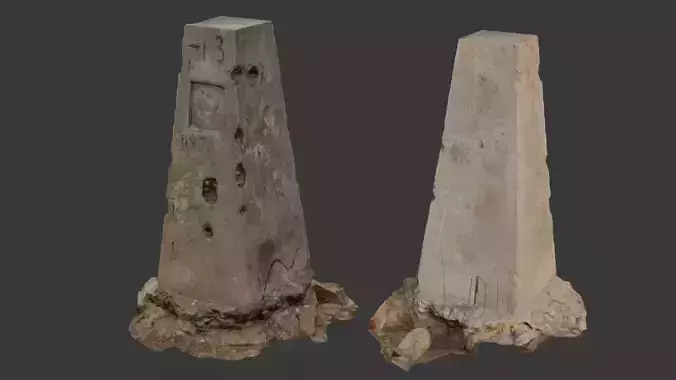 Weathered Concrete Monument scan Low-poly 3D model
