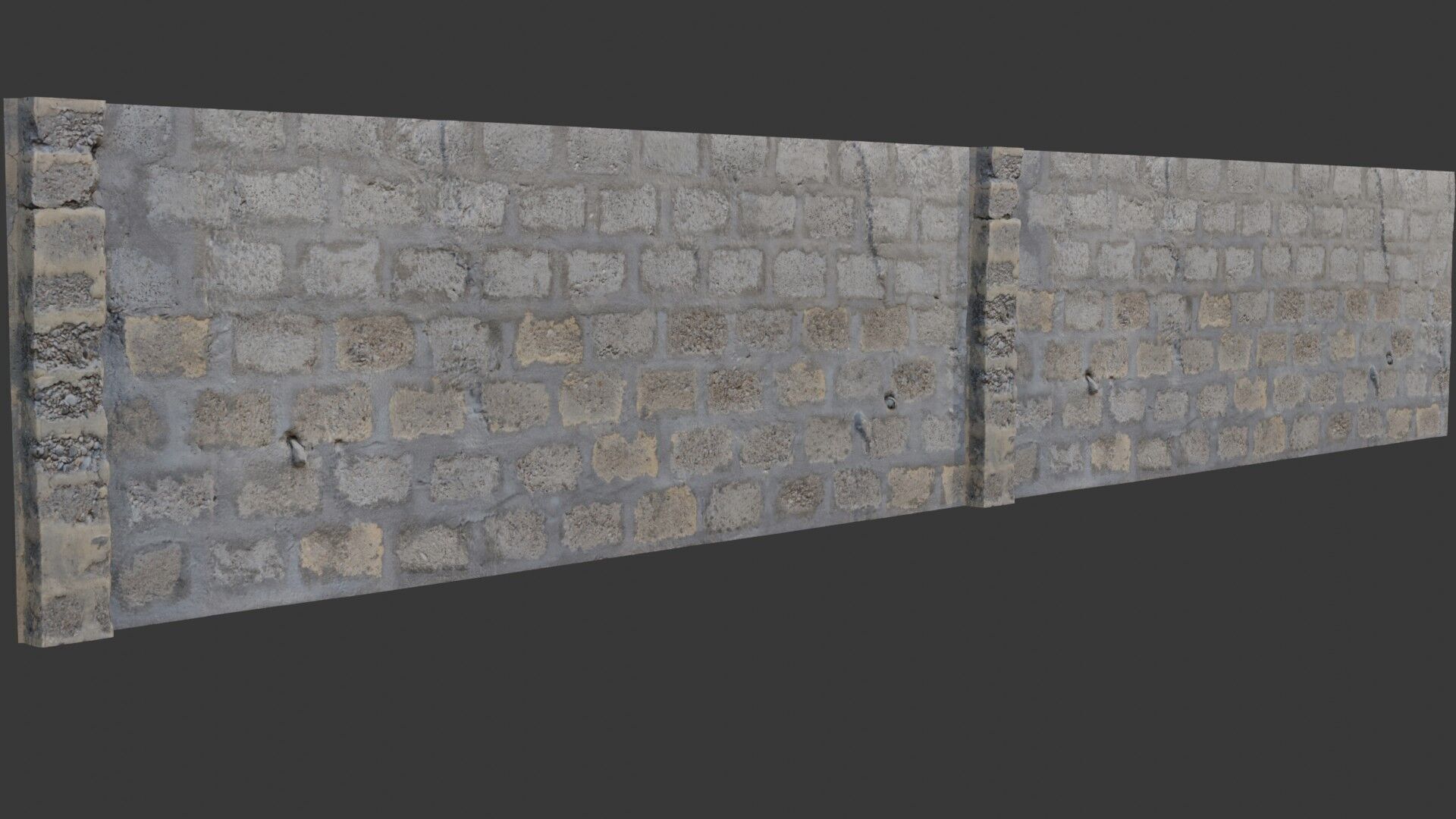 Old Brick Wall scan Low-poly 3D model_4