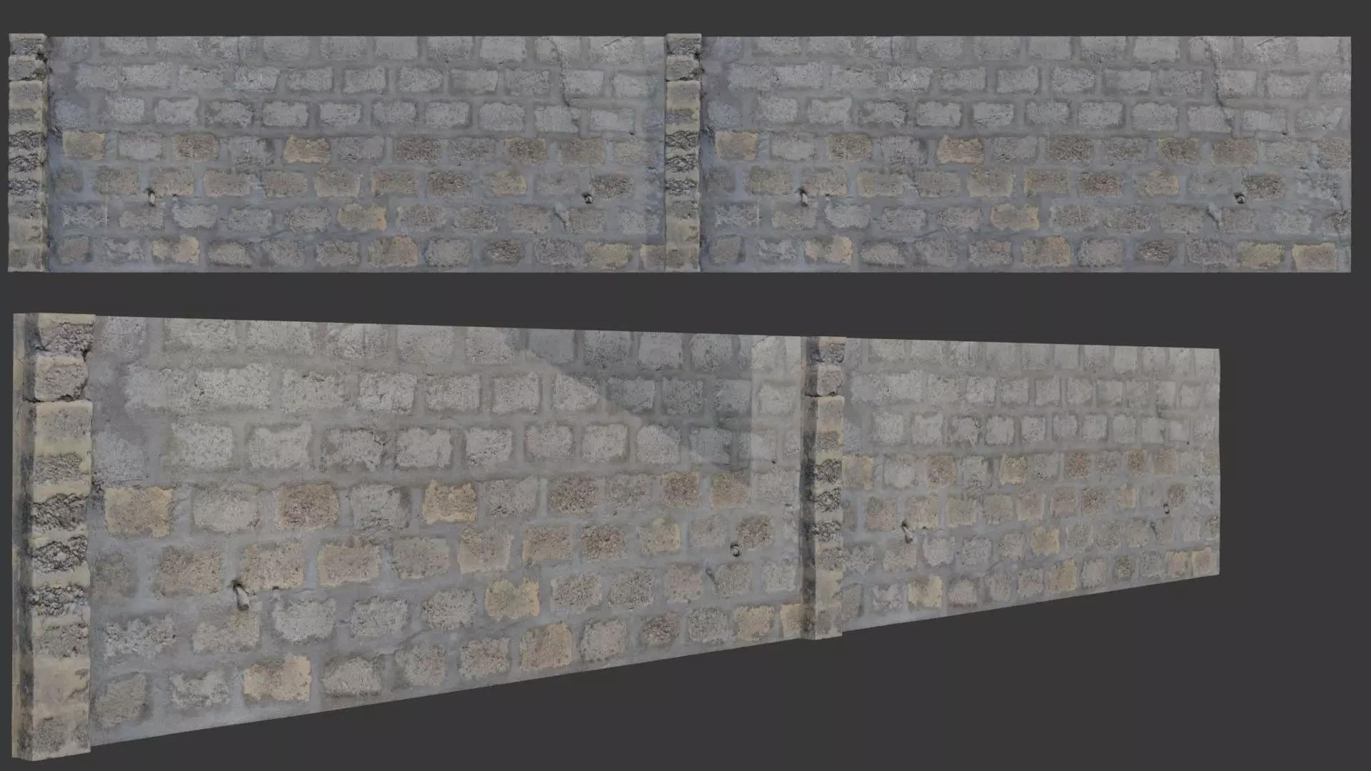 Old Brick Wall scan Low-poly 3D model_0