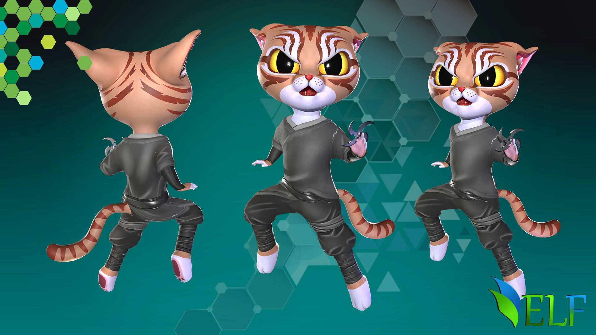 Cat Ninja 004 Low-poly 3D model_10