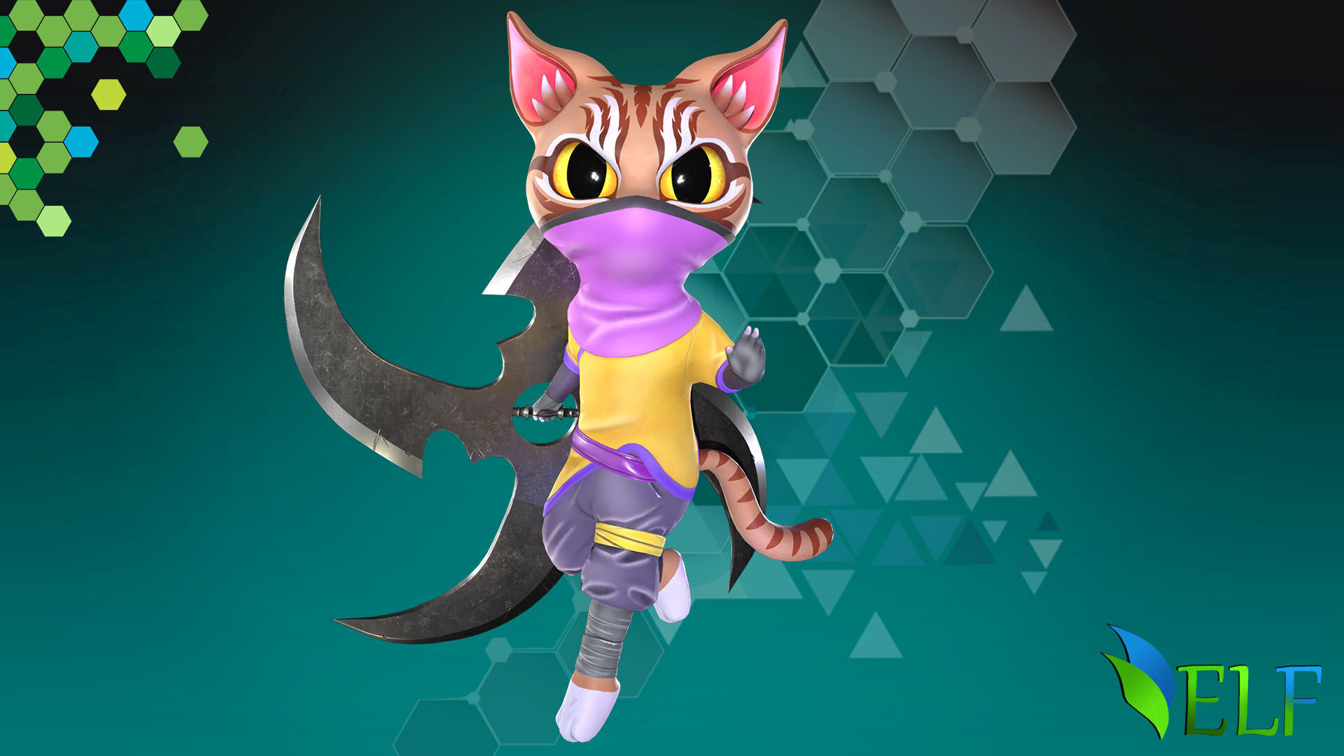 Cat Ninja 004 Low-poly 3D model_5
