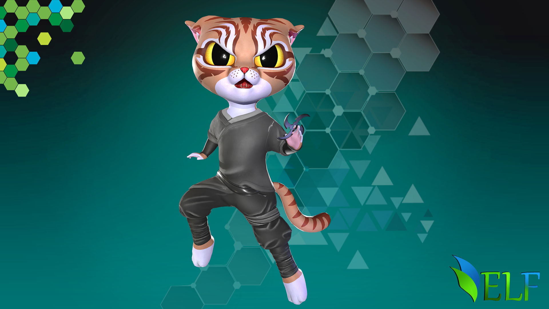 Cat Ninja 004 Low-poly 3D model_9