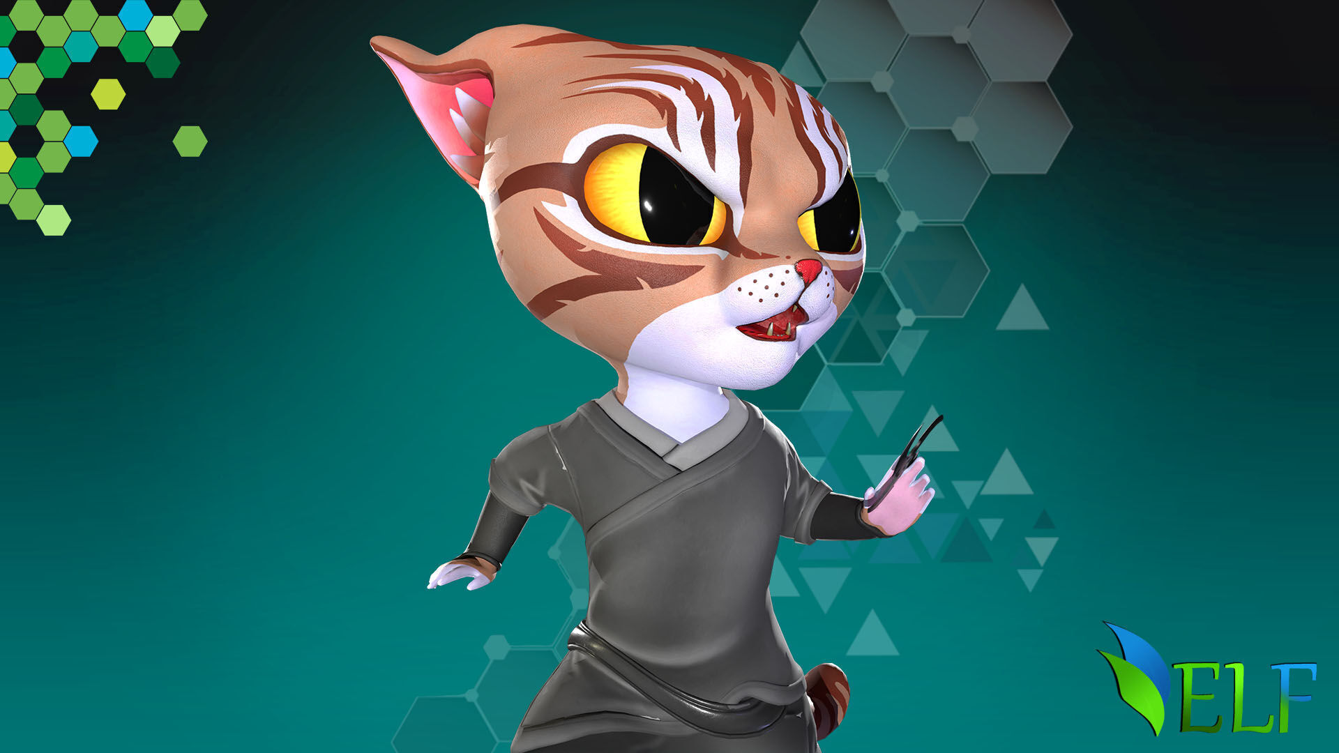 Cat Ninja 004 Low-poly 3D model_16