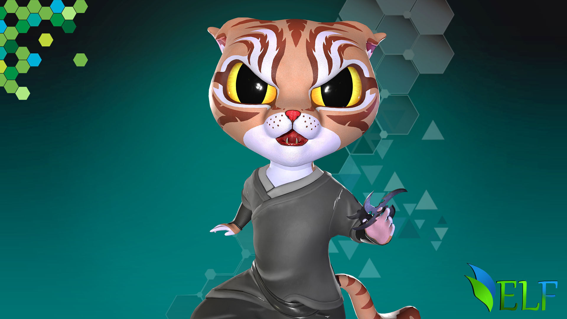 Cat Ninja 004 Low-poly 3D model_15