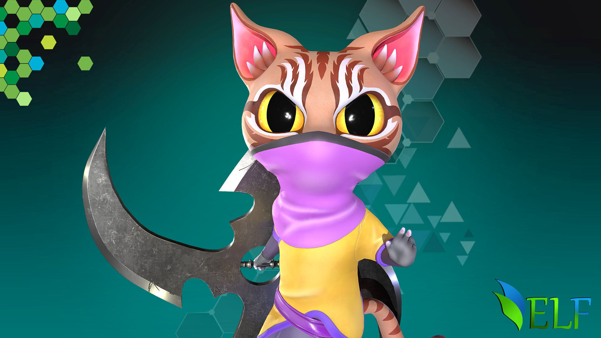 Cat Ninja 004 Low-poly 3D model_13