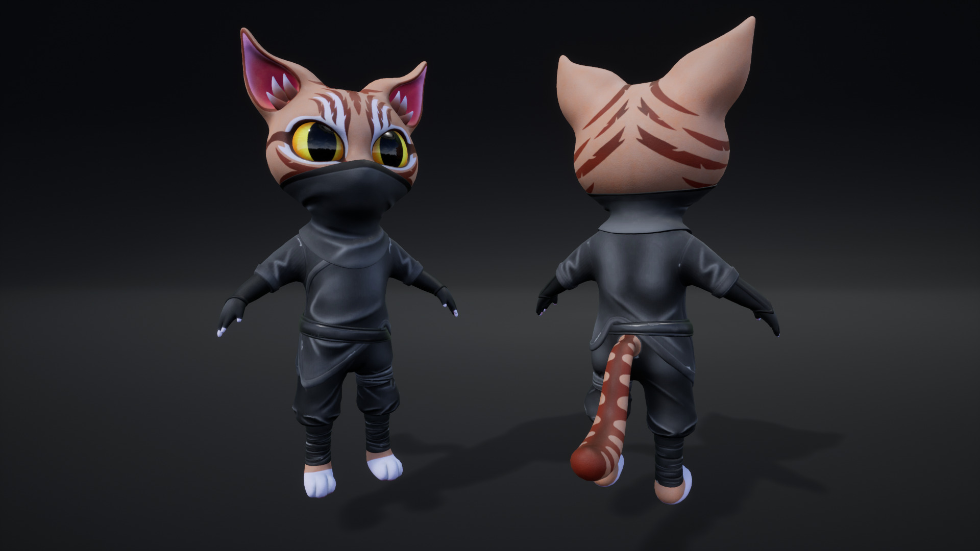 Cat Ninja 004 Low-poly 3D model_25