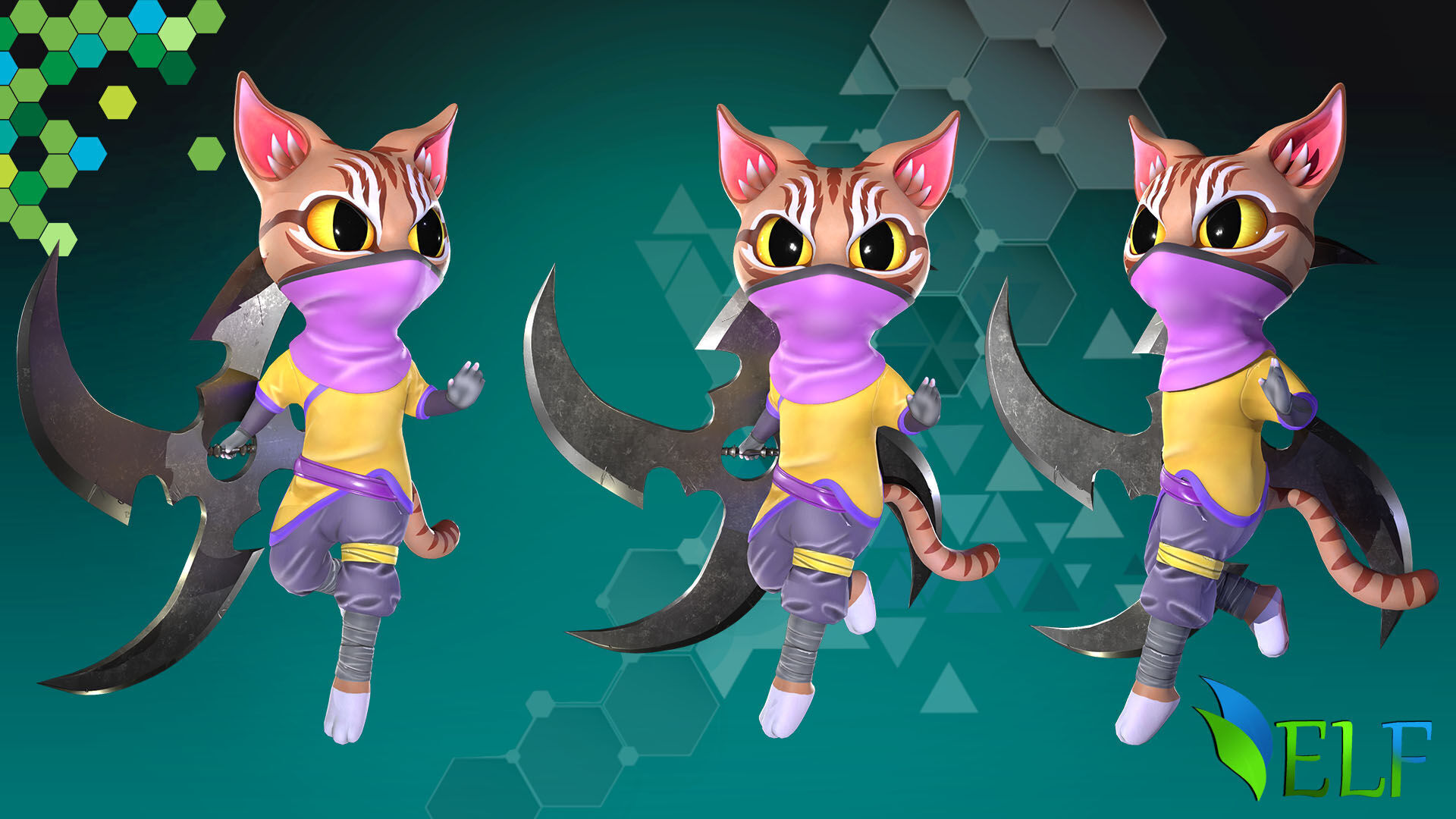 Cat Ninja 004 Low-poly 3D model_6