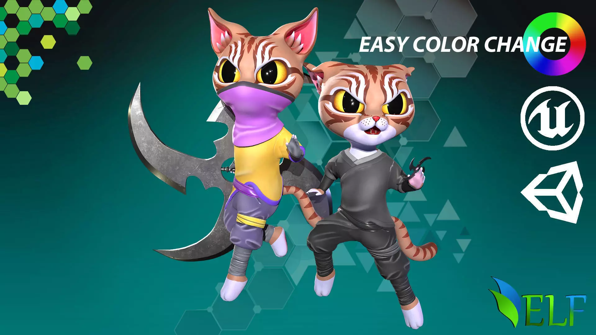 Cat Ninja 004 Low-poly 3D model_0