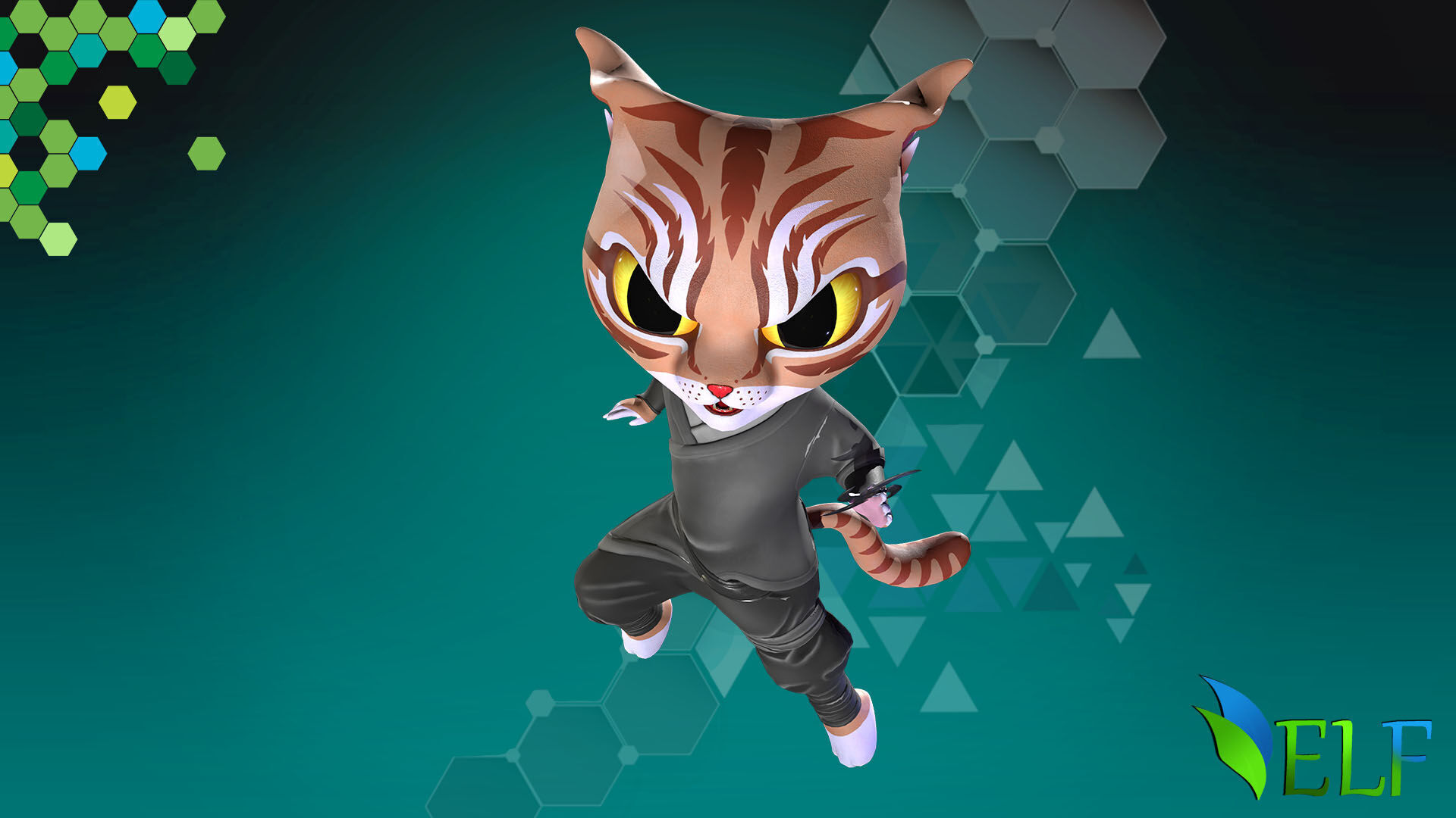 Cat Ninja 004 Low-poly 3D model_11