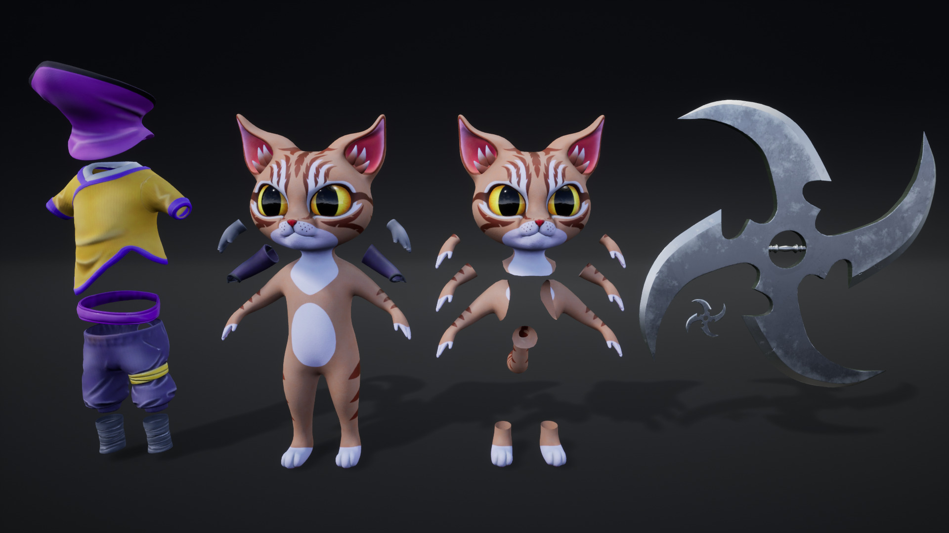 Cat Ninja 004 Low-poly 3D model_28