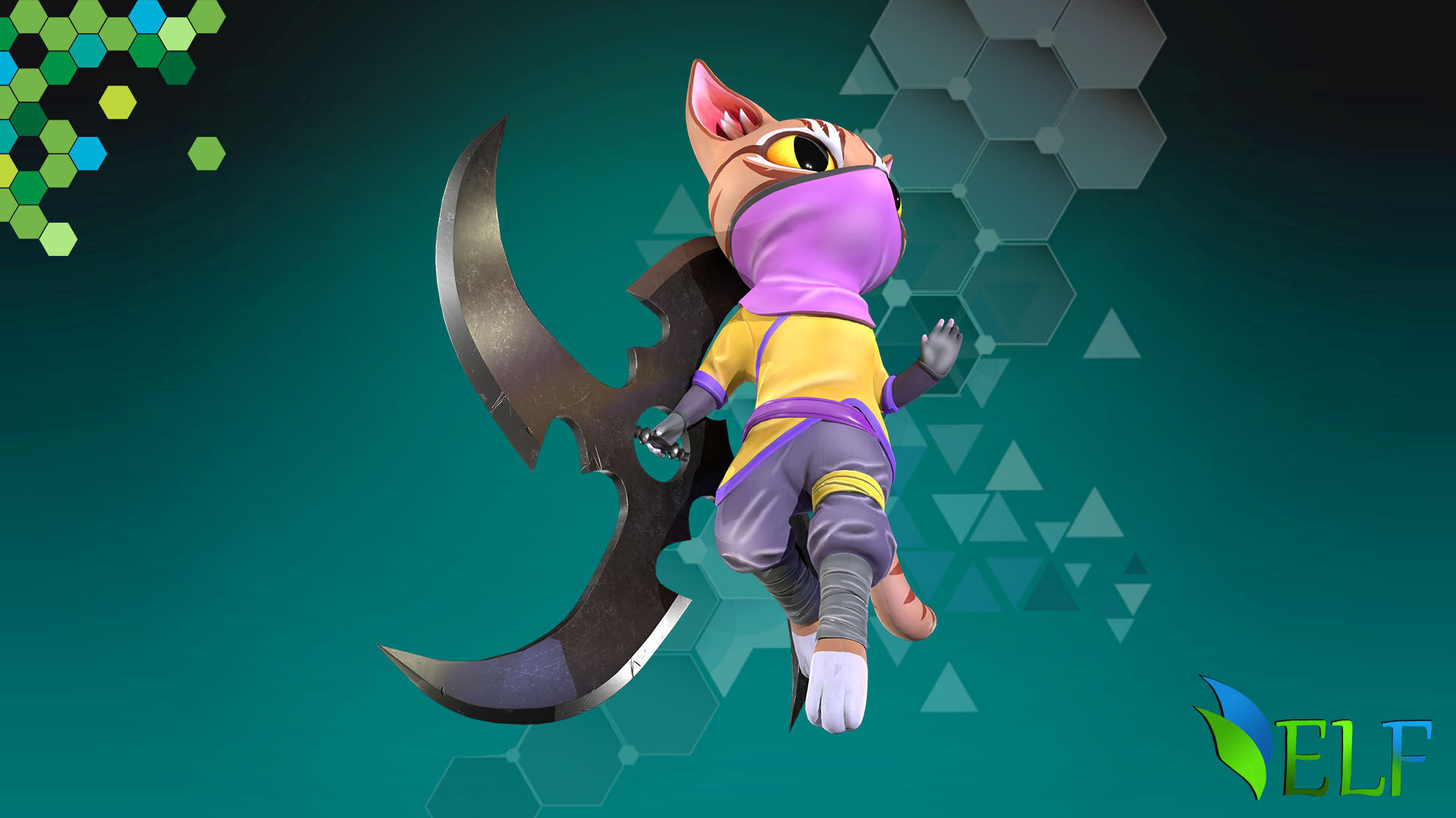 Cat Ninja 004 Low-poly 3D model_7