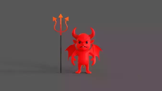 Little Demon With Horns and Wings Low-poly 3D model