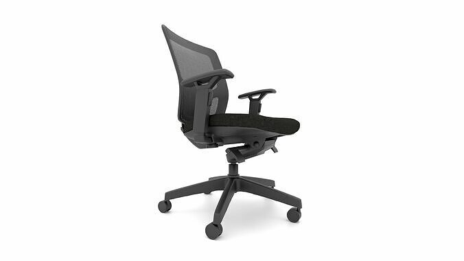 Modern Office Chair - with mesh for the back - No headrest Low-poly 3D model