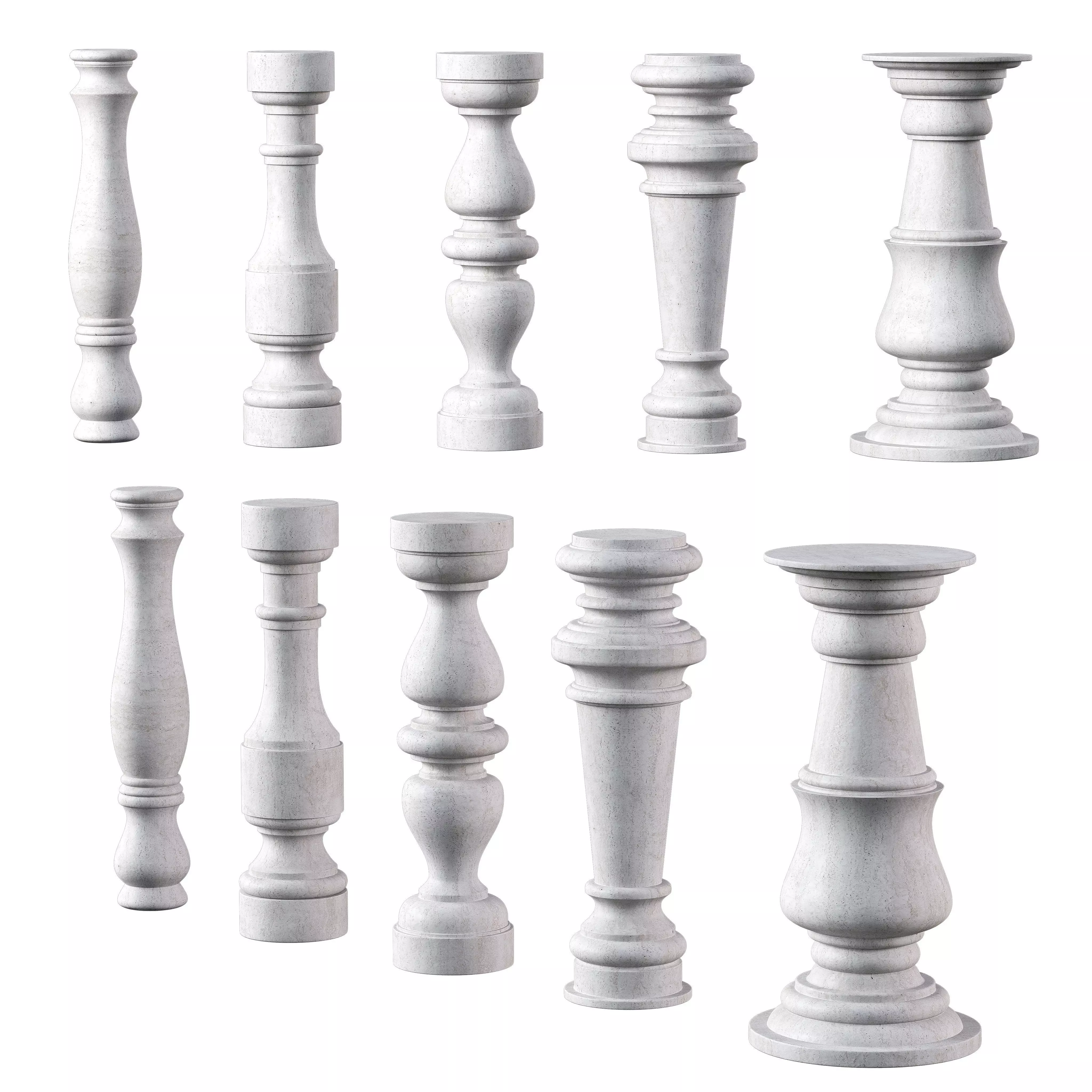 Marble Quintet Balusters with Classic Design 3D model_0