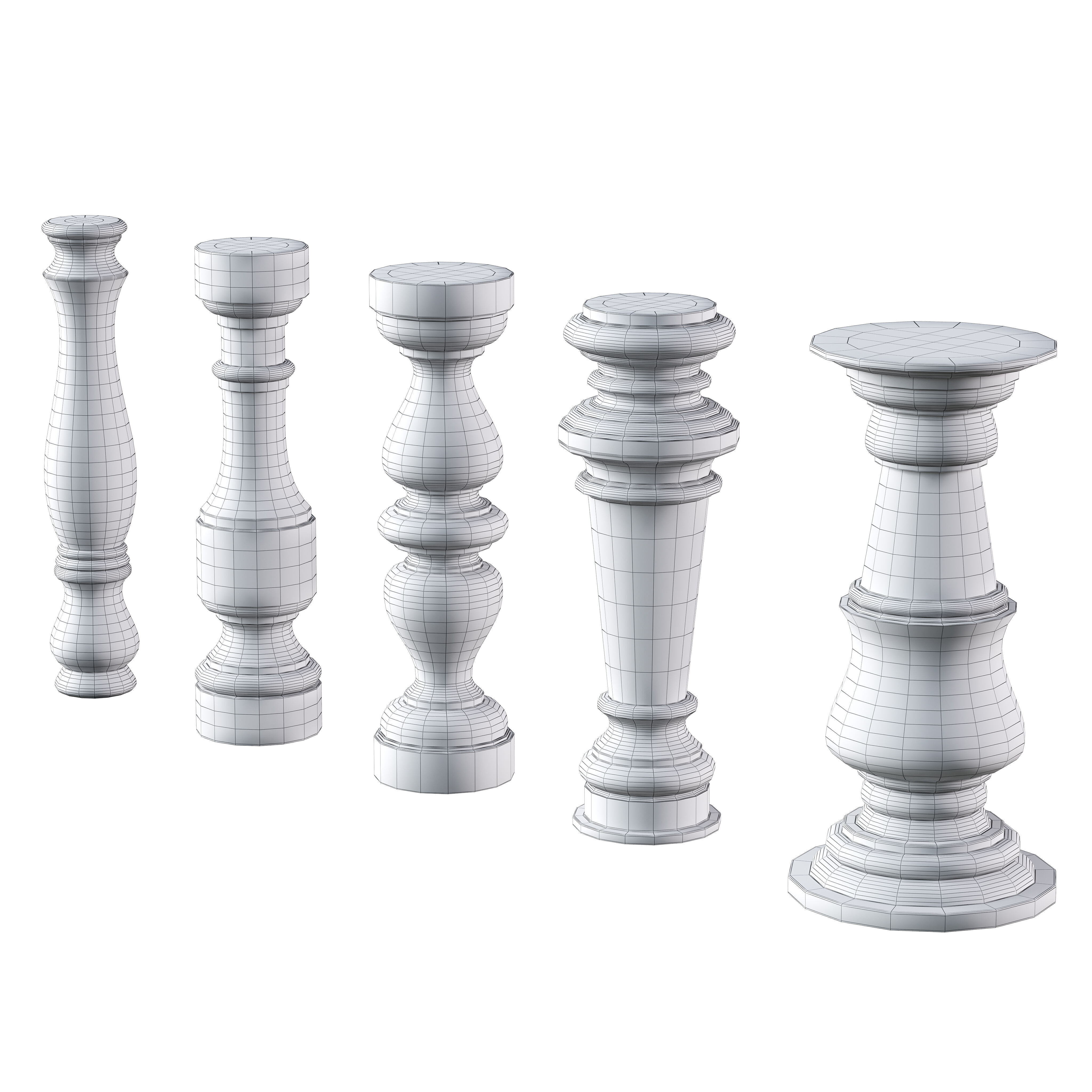 Marble Quintet Balusters with Classic Design 3D model_5