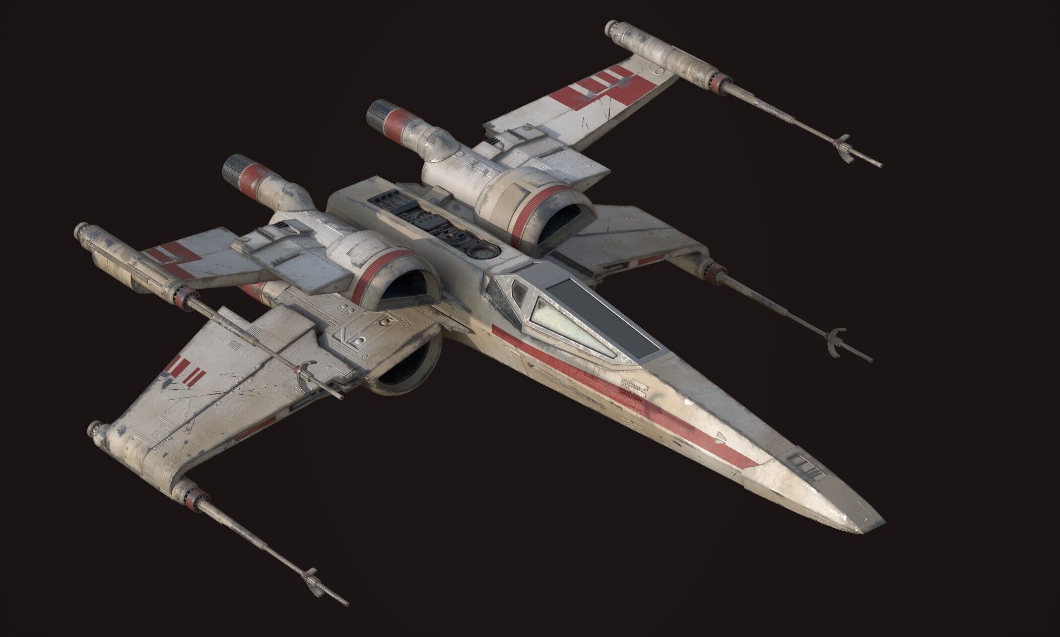 X Wing - game ready-  detailed X-wing Low-poly 3D model_5